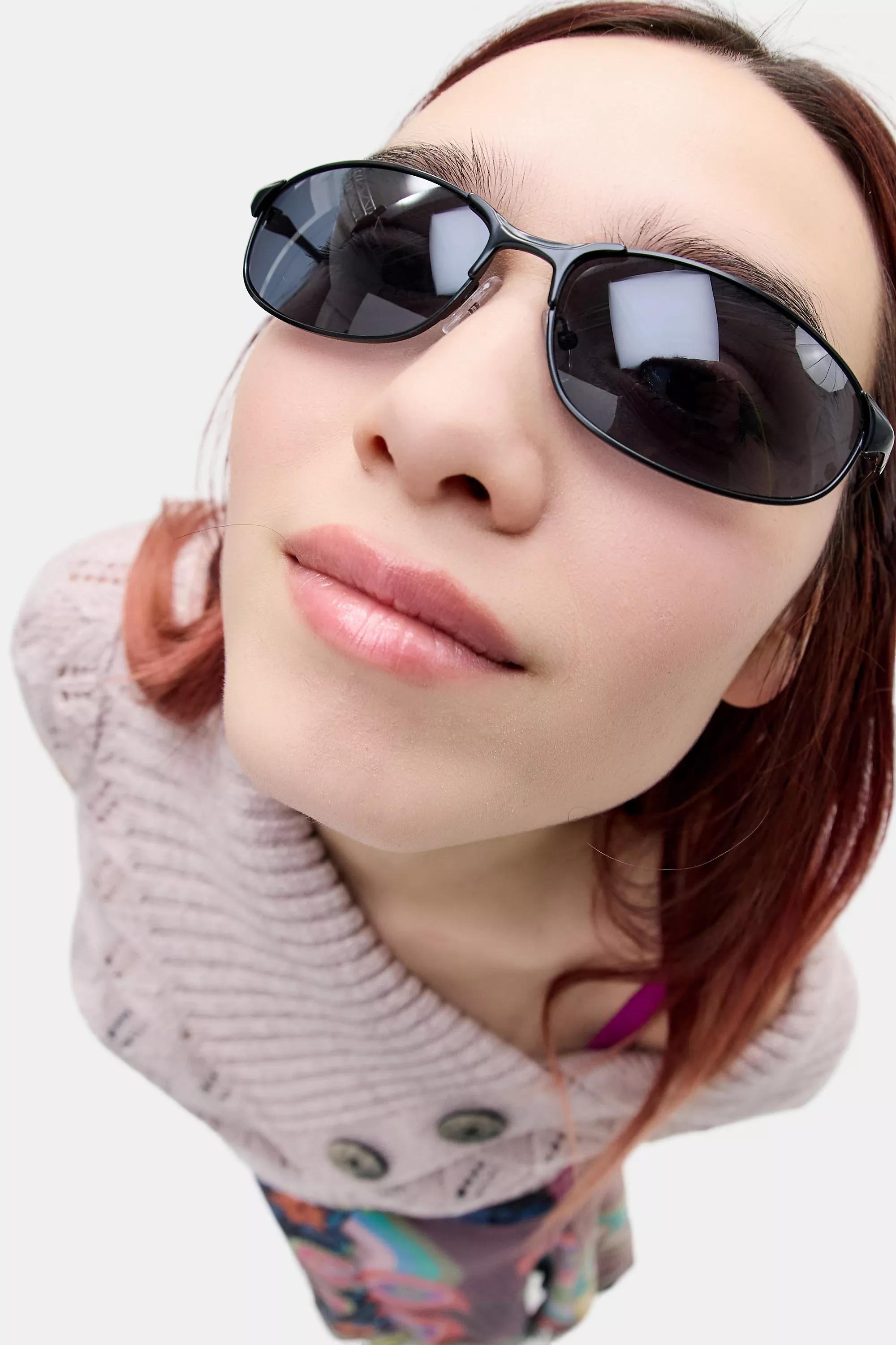 Black Uo Wire Frame Sunglasses, BLK, large image number 2