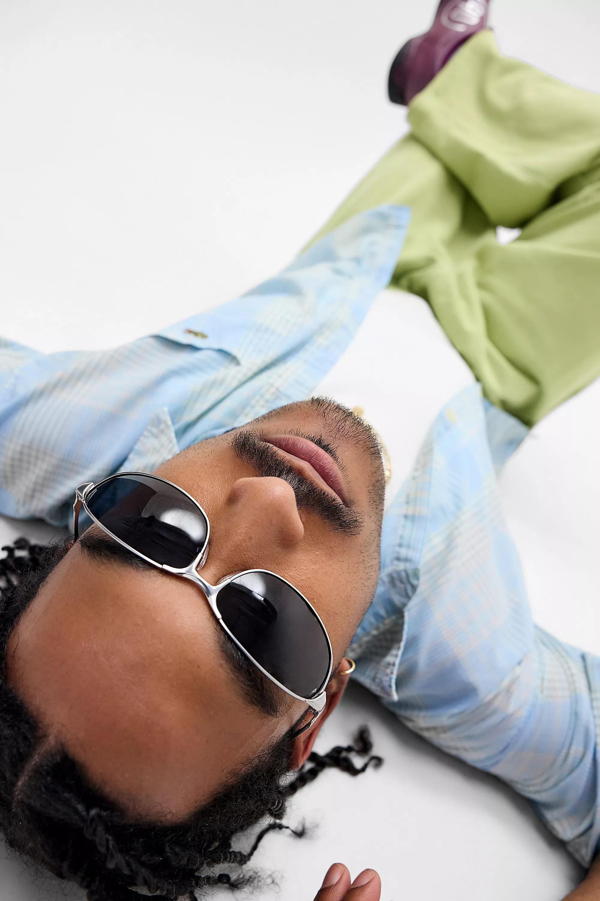 Silver Uo Wire Frame Sunglasses, SLVR, large image number 2