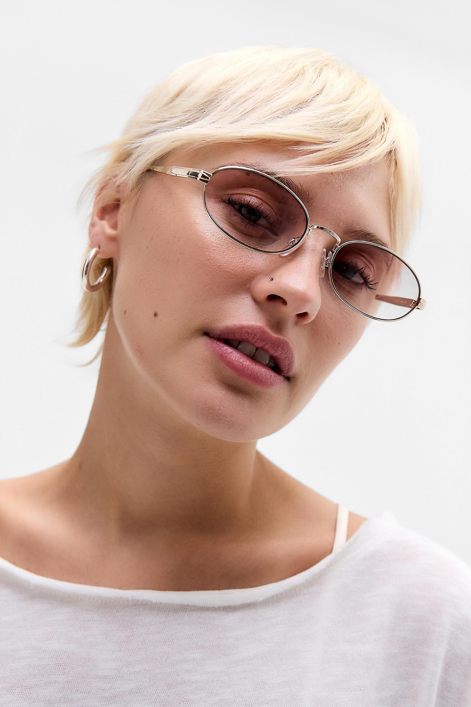 Pink Uo Sydney Cut Out Metal Sunglasses, PINK, large image number 1