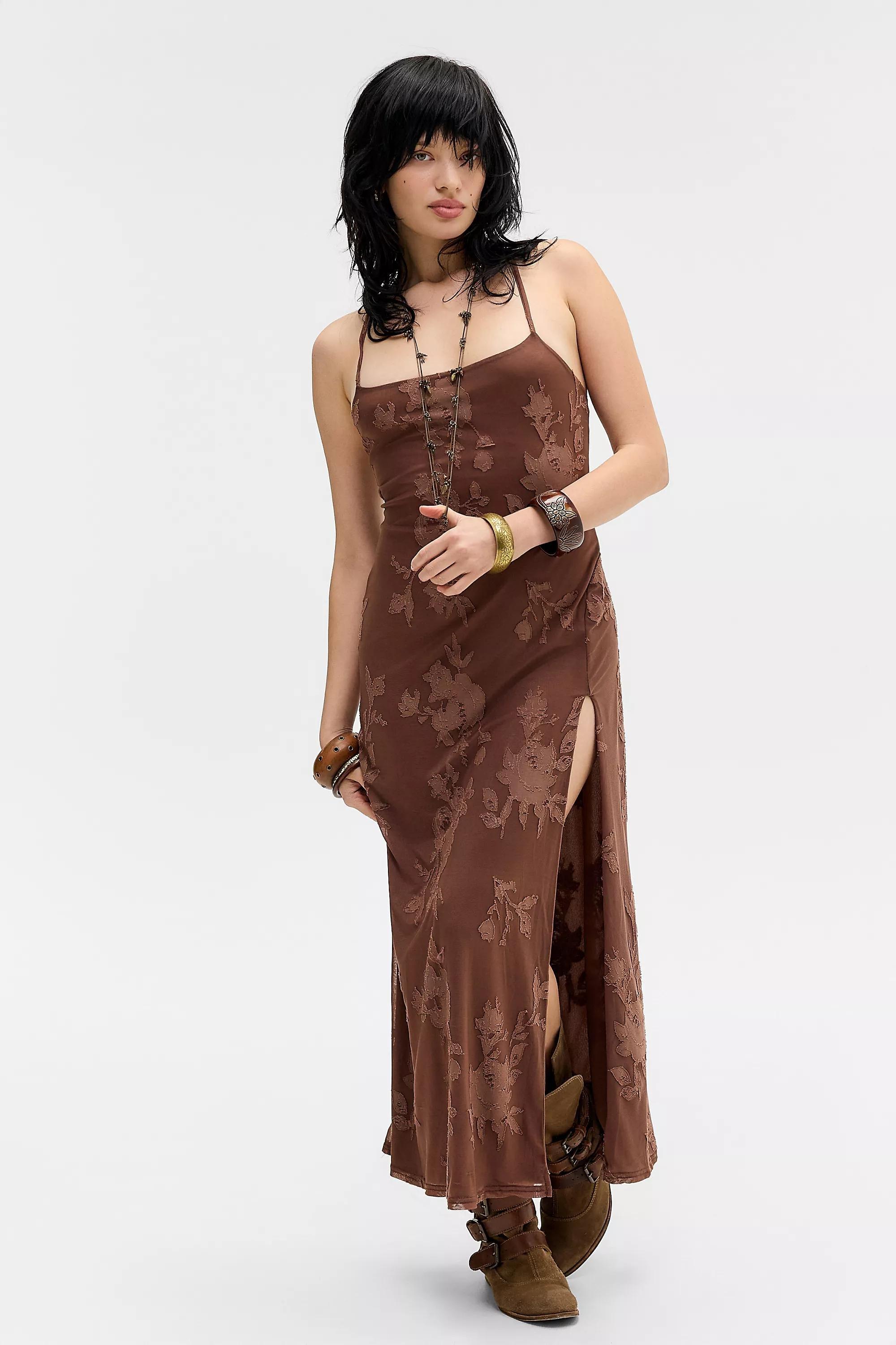 Brown Uo Mesh Maxi Dress, BRN, large image number 0