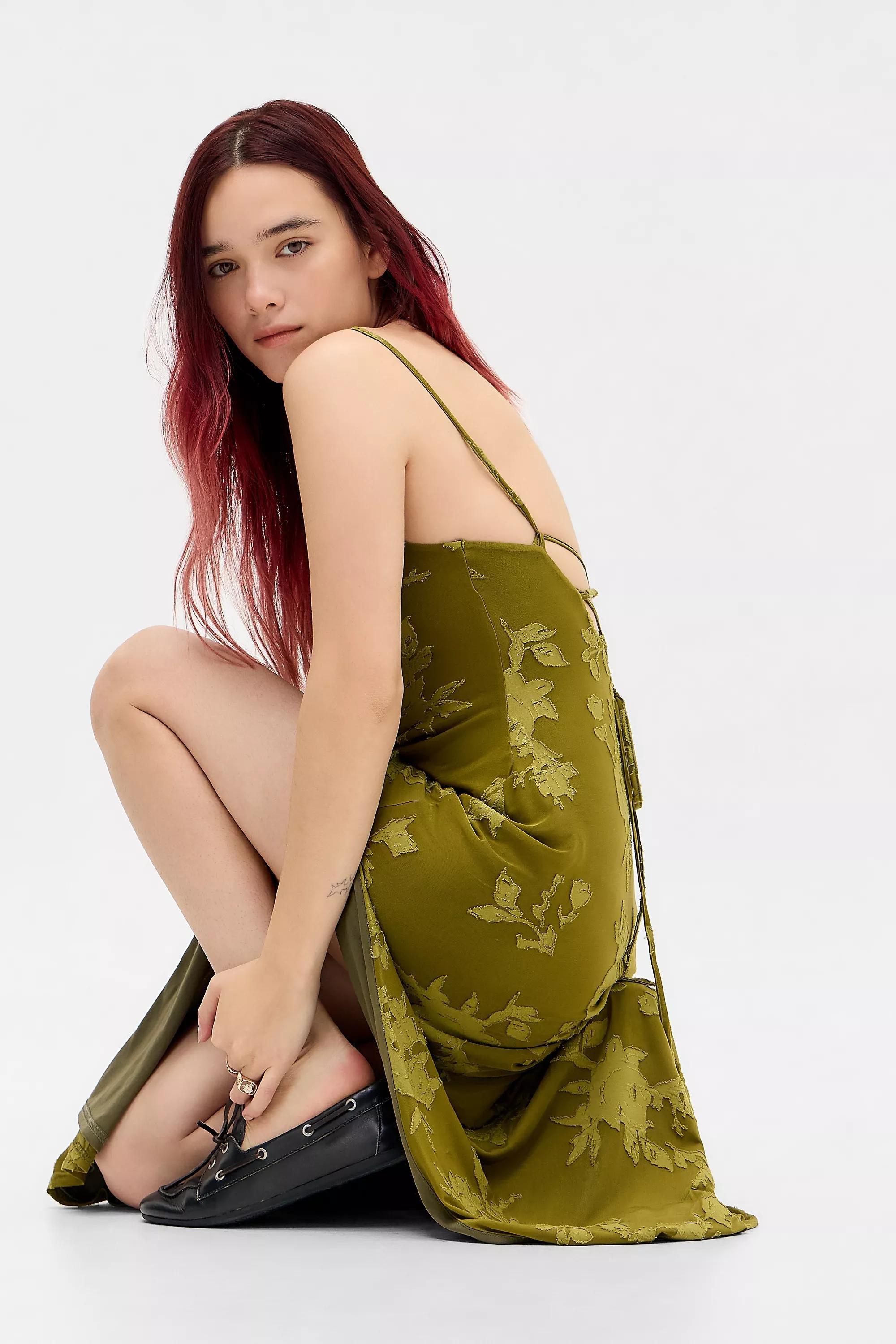 Green Chartreuse Uo Mesh Maxi Dress, CHARTREUSE, large image number 3