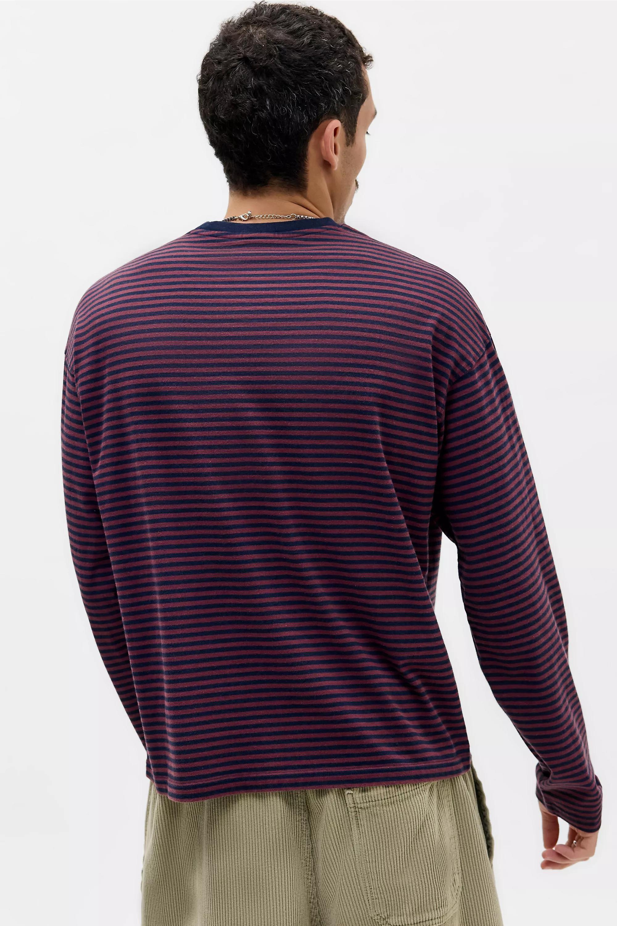 Navy Bdg Striped Long Sleeve T-Shirt, NAVY, large image number 3