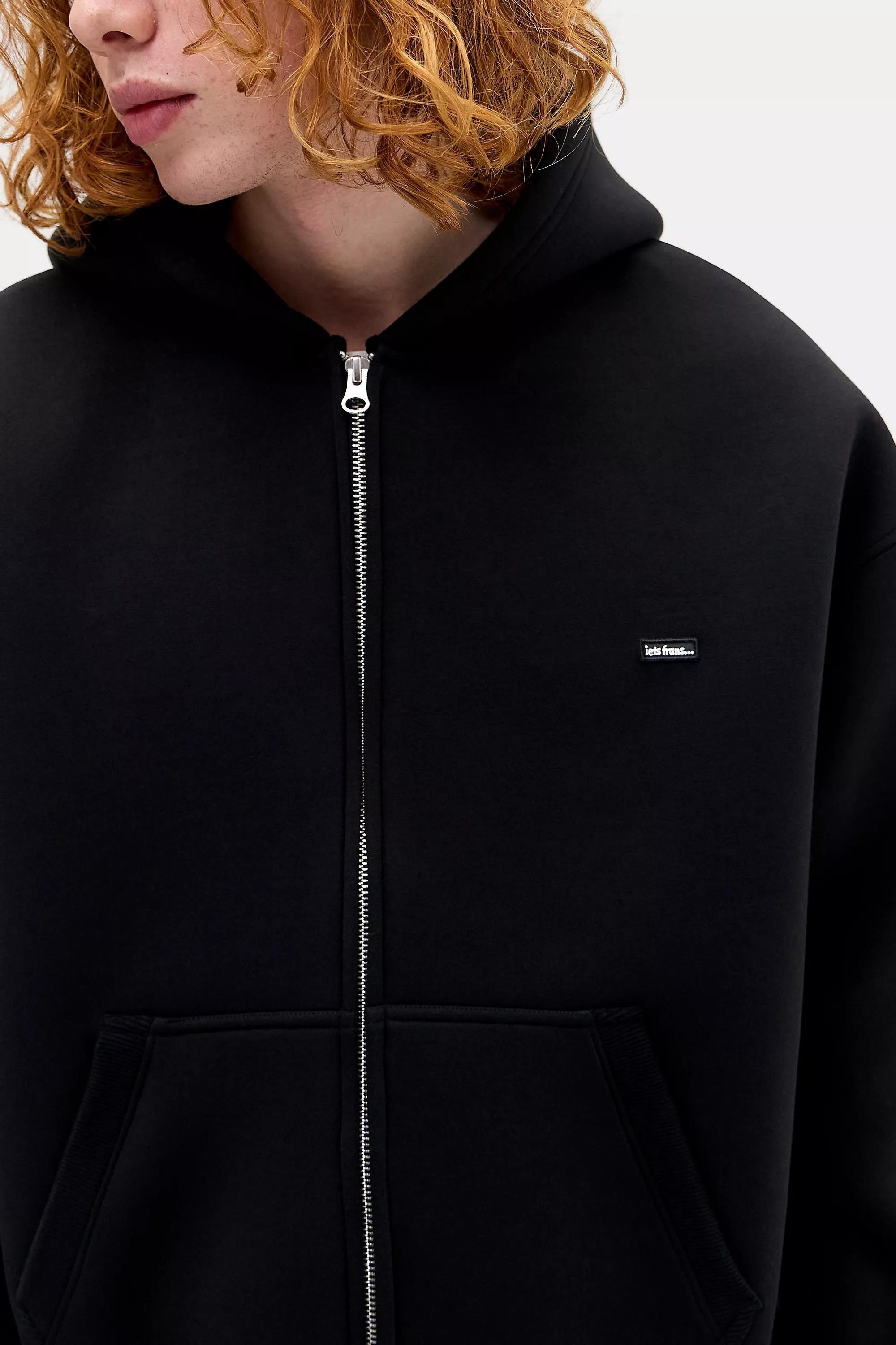 BLACK iets frans... Black Scuba Zip-Through Hoodie, BLK, large image number 1