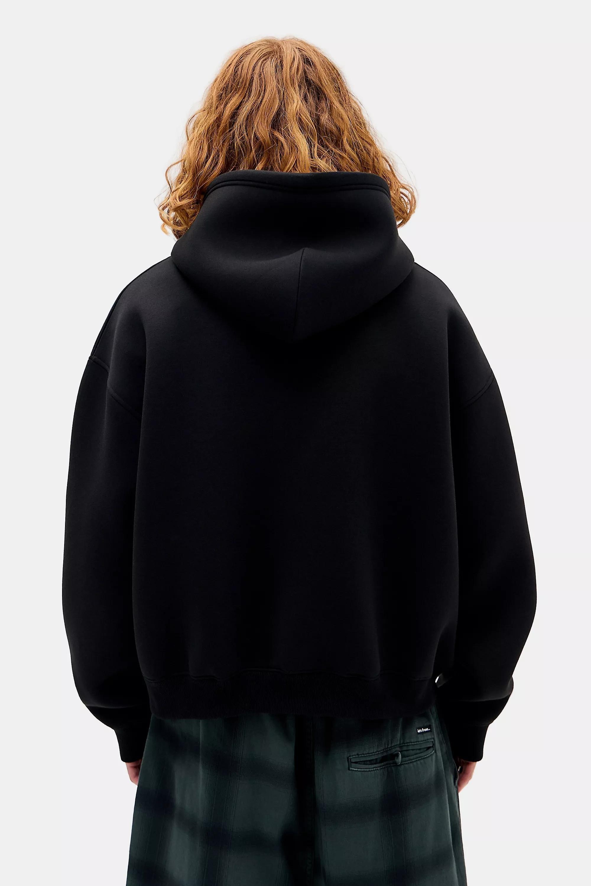 BLACK iets frans... Black Scuba Zip-Through Hoodie, BLK, large image number 3