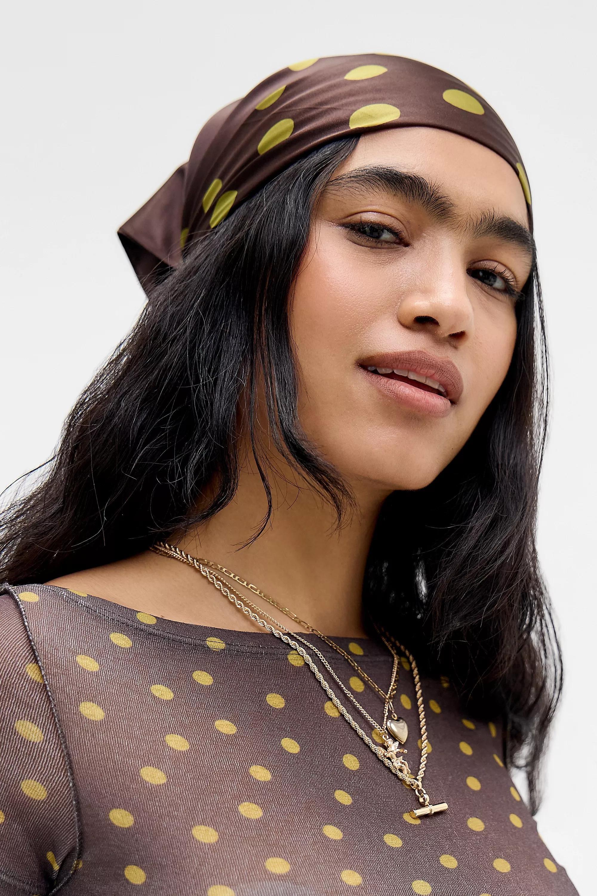 Brown Uo Silky Polka Dot Scarf, BRN, large image number 3