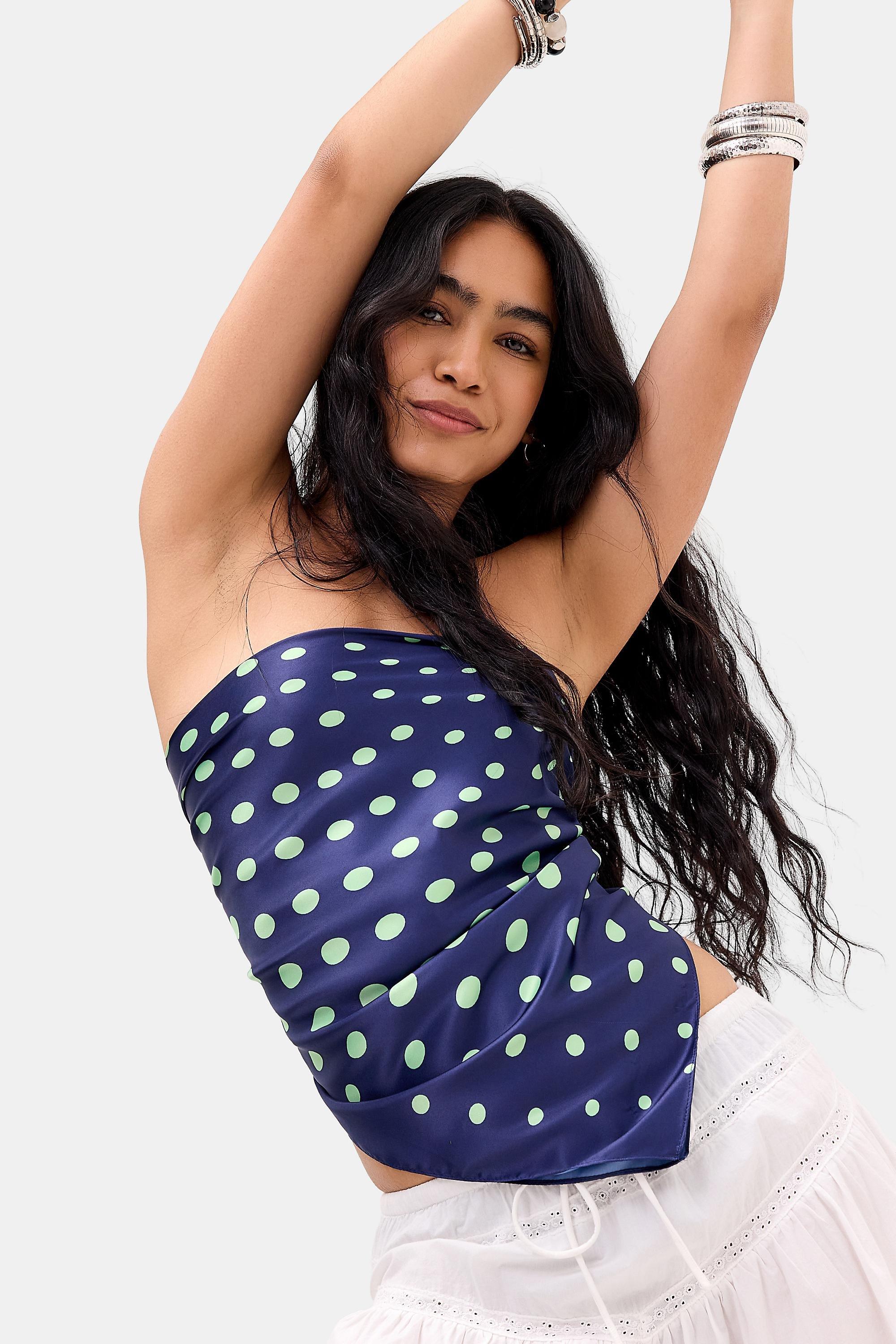 Blue Uo Silky Polka Dot Scarf, NAVY, large image number 0