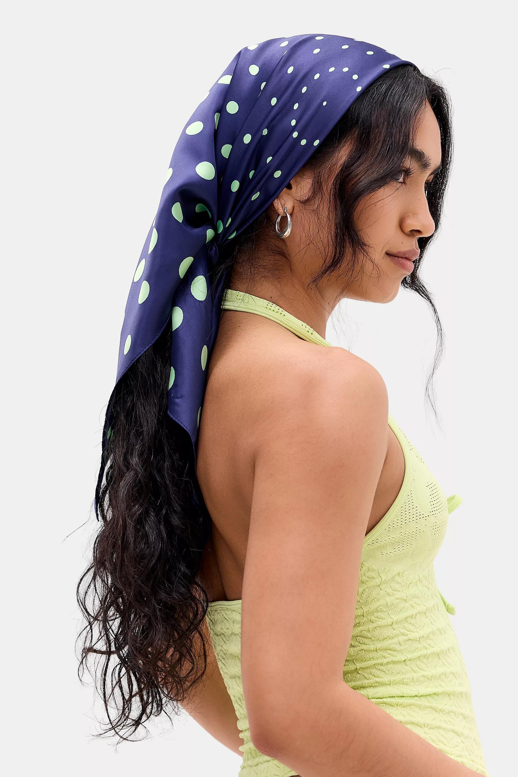 Blue Uo Silky Polka Dot Scarf, NAVY, large image number 2