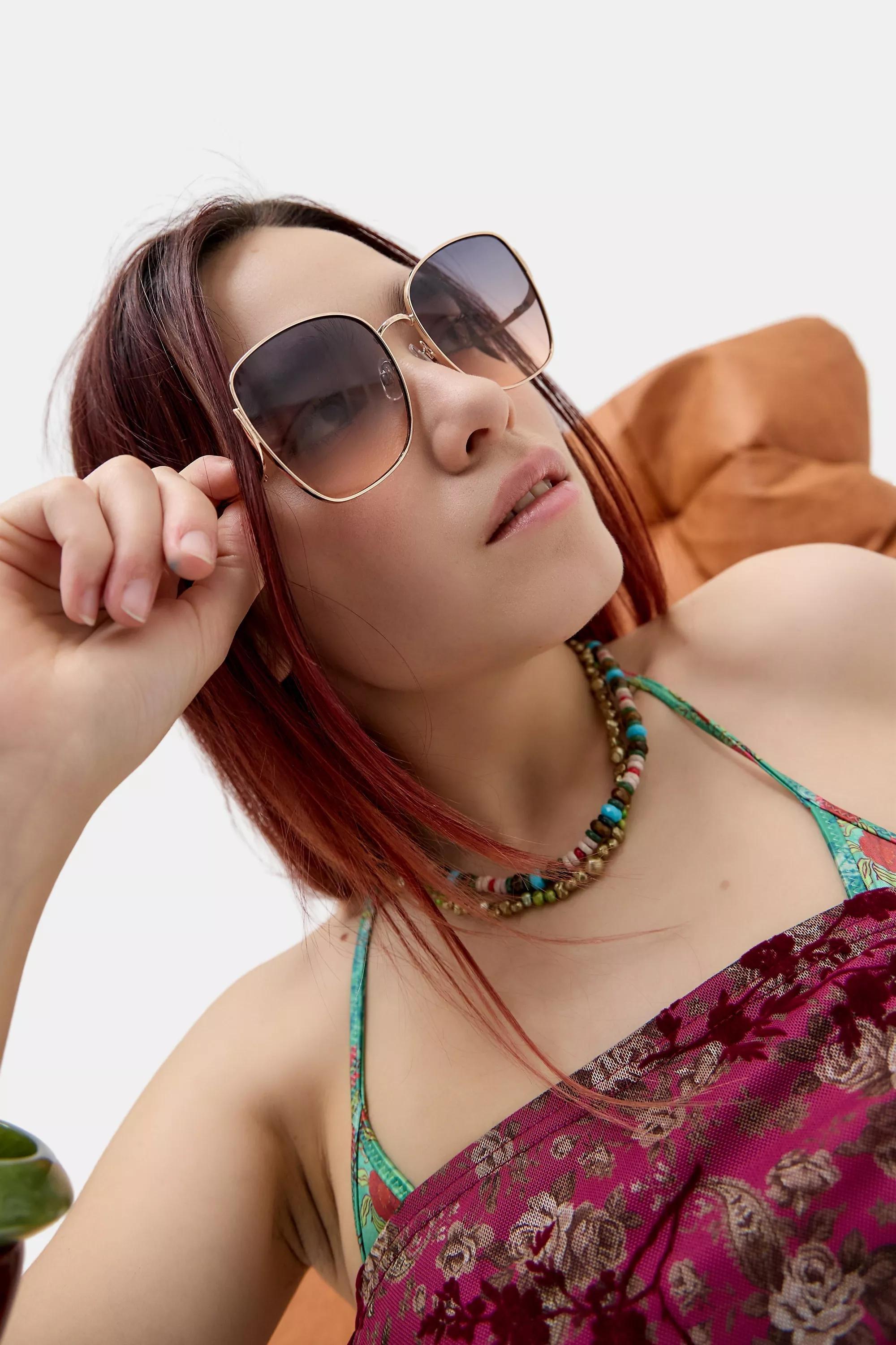 Gold Uo Rio Boho Square Sunglasses, GOLD, large image number 0