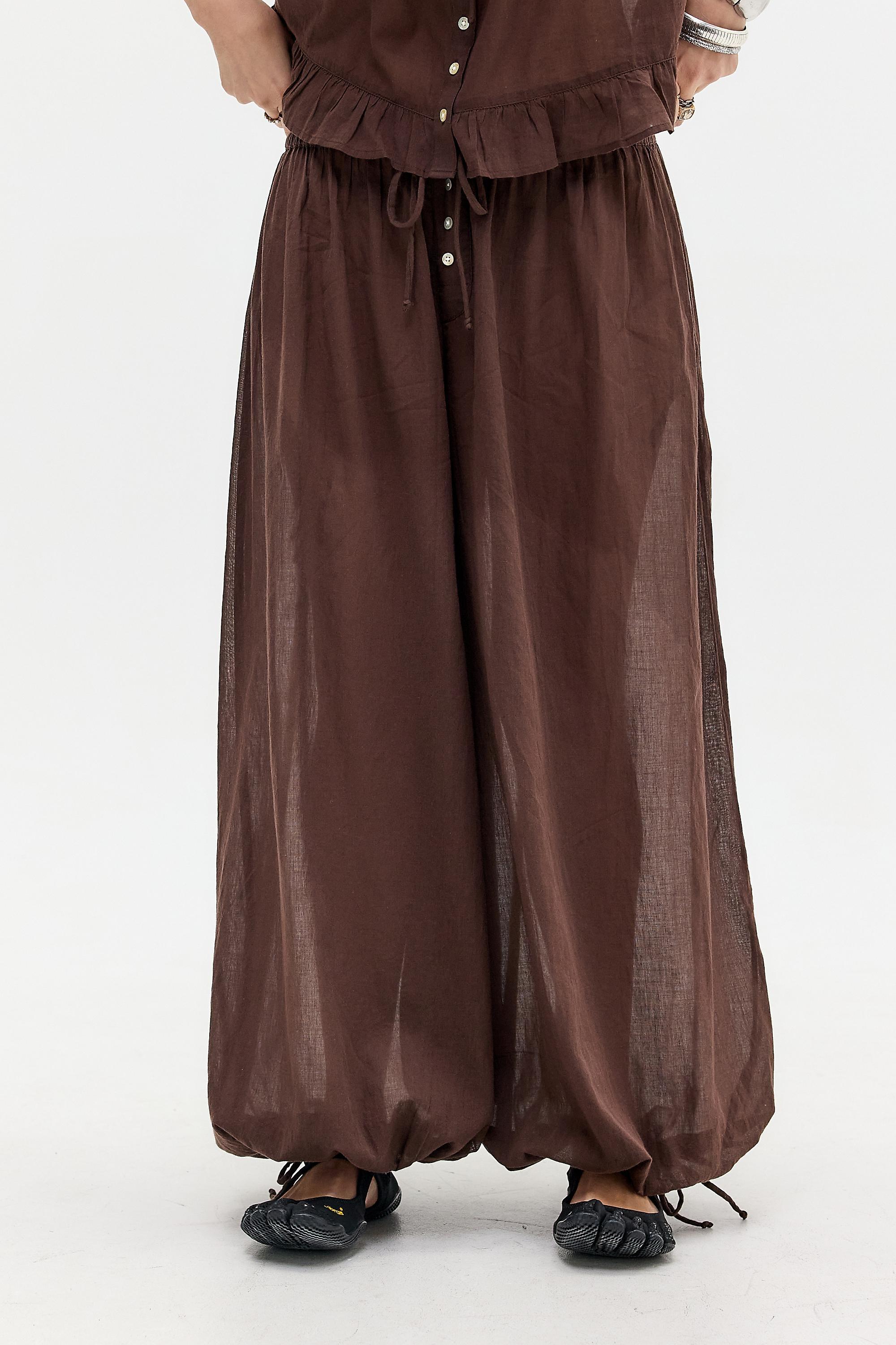 Brown Out From Under Voile Sheer Balloon Trousers, BRN, large image number 0