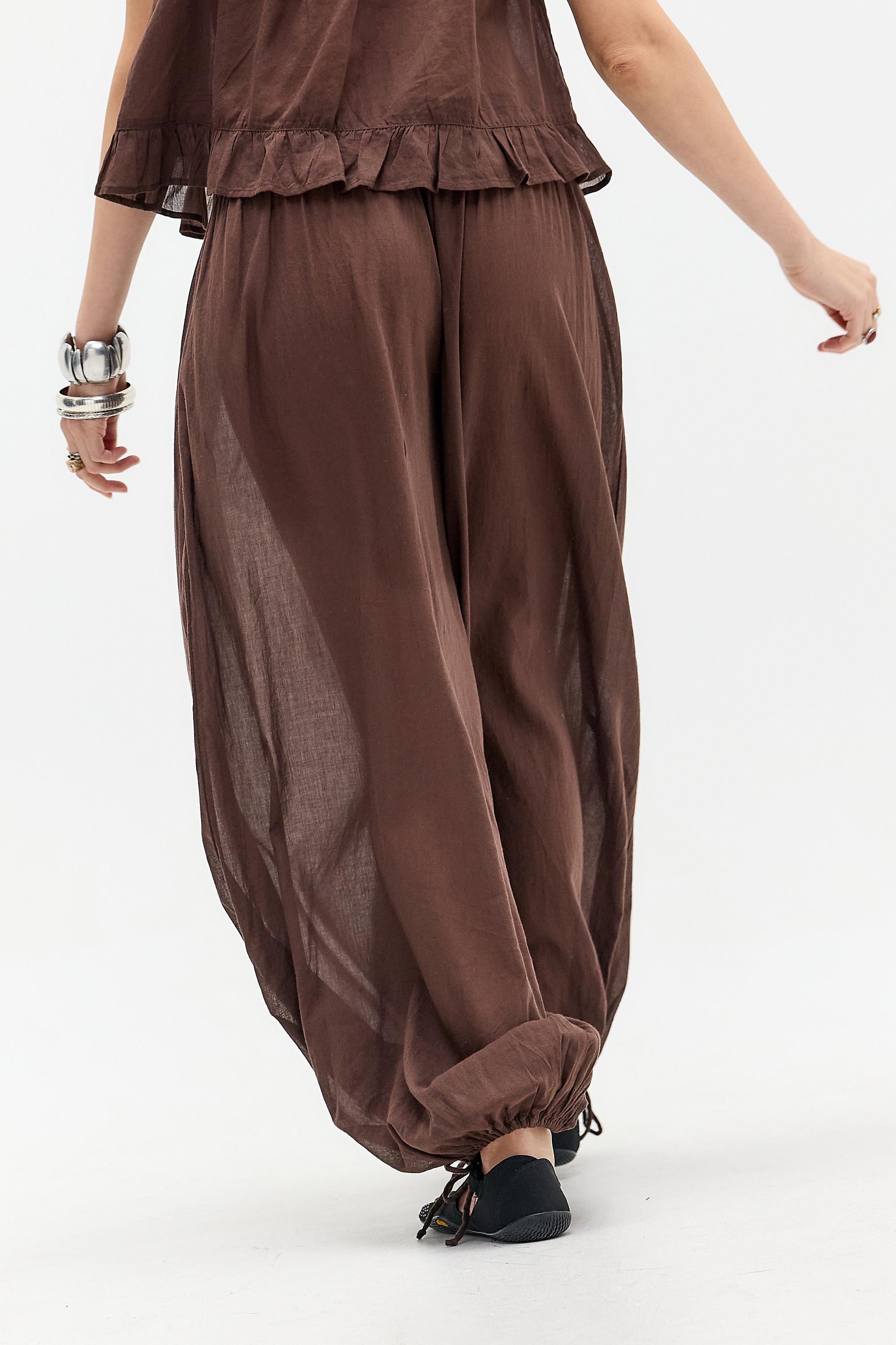 Brown Out From Under Voile Sheer Balloon Trousers, BRN, large image number 3