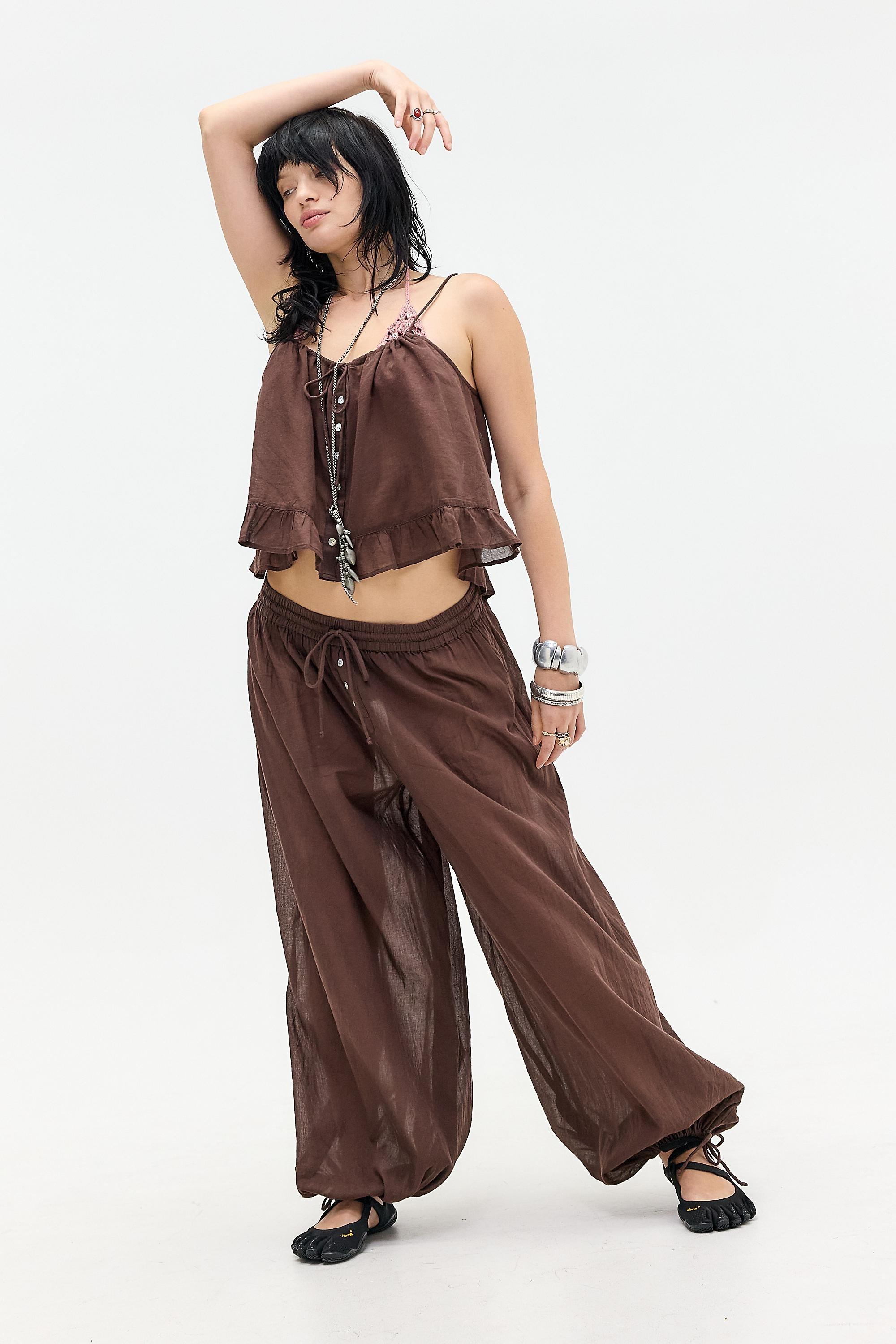 Brown Out From Under Voile Strappy Tank Top, BRN, large image number 1
