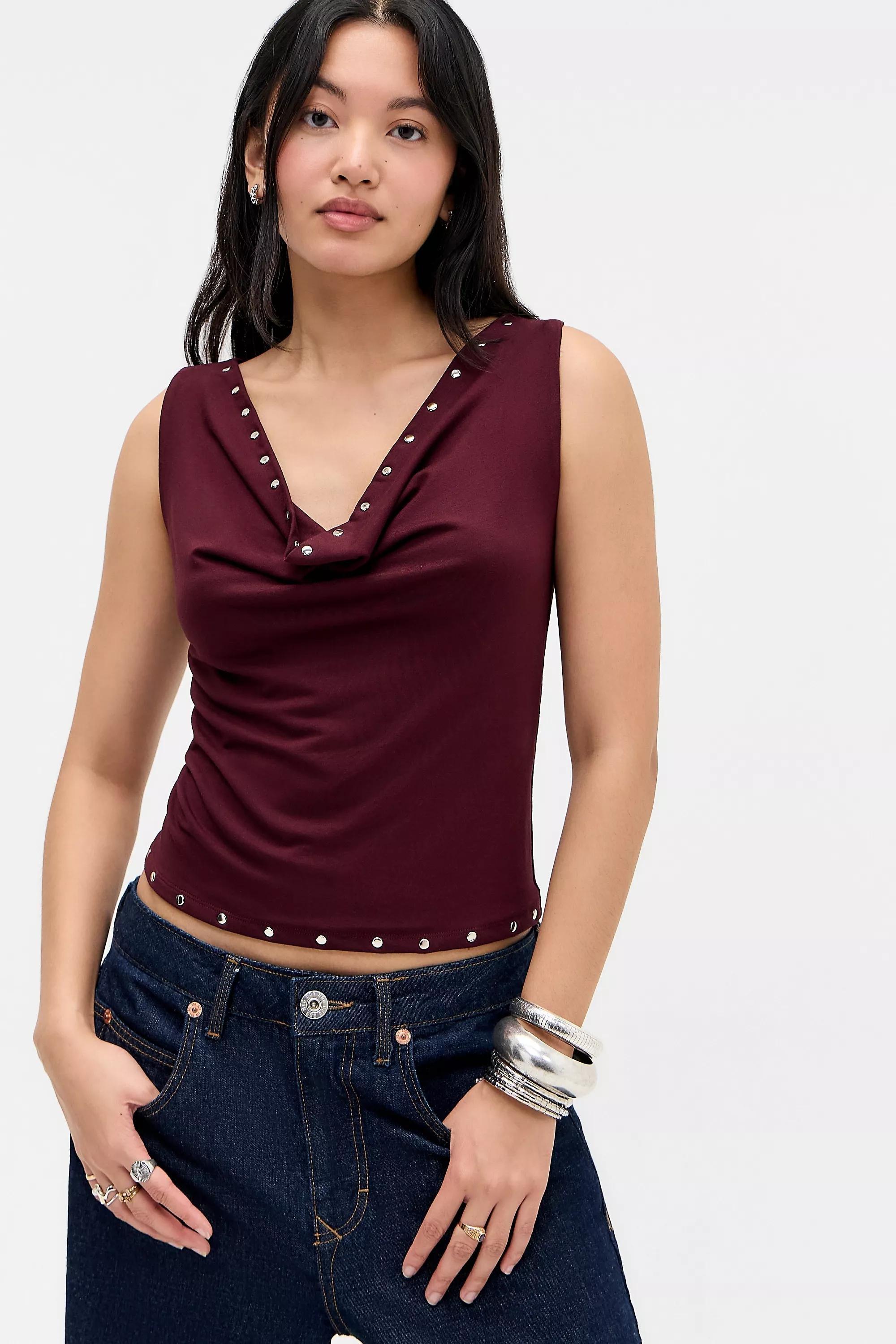 Purple Motel Studded Slater Top, PURP, large image number 0