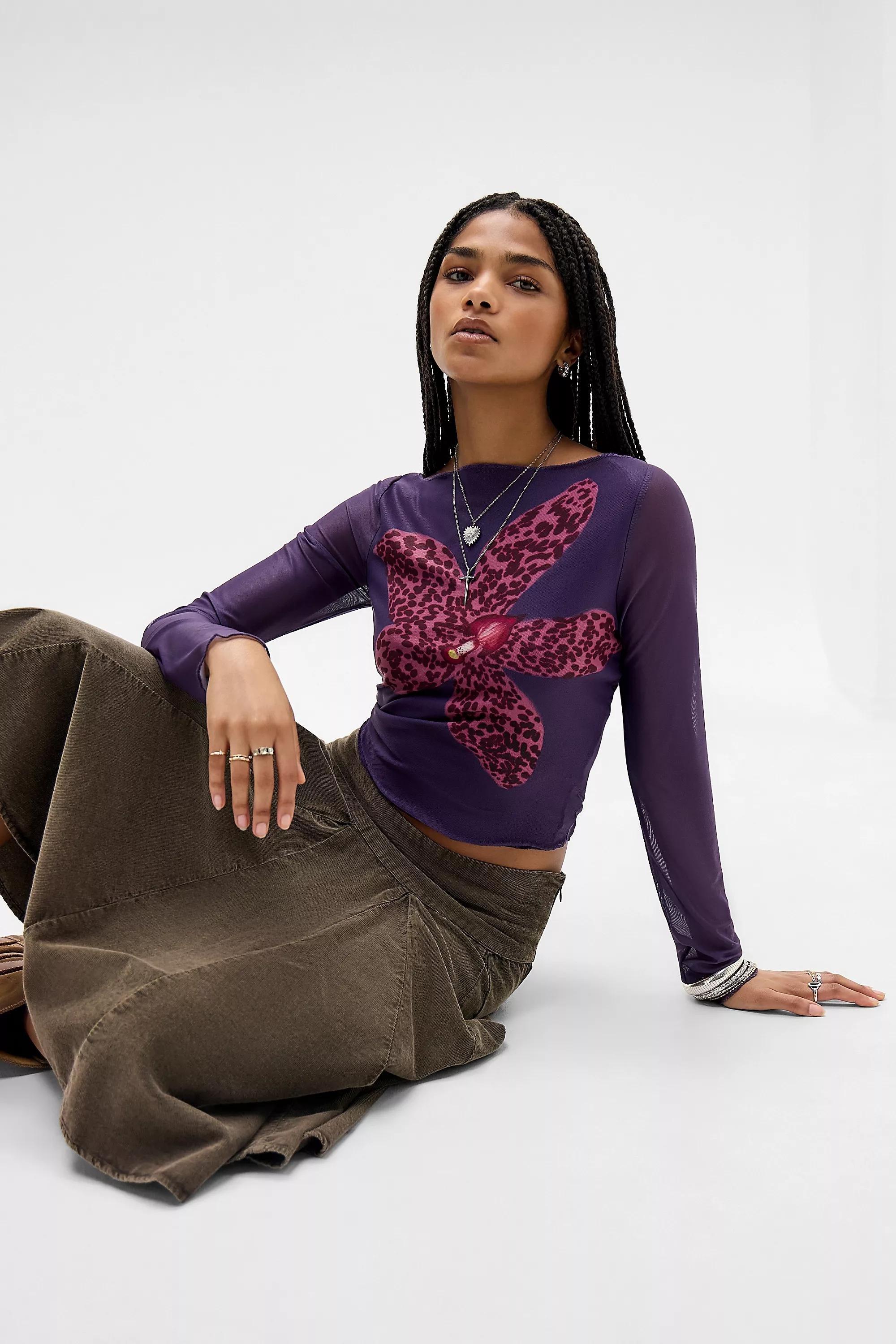 Purple Motel Armali Long Sleeve Top, PURP, medium