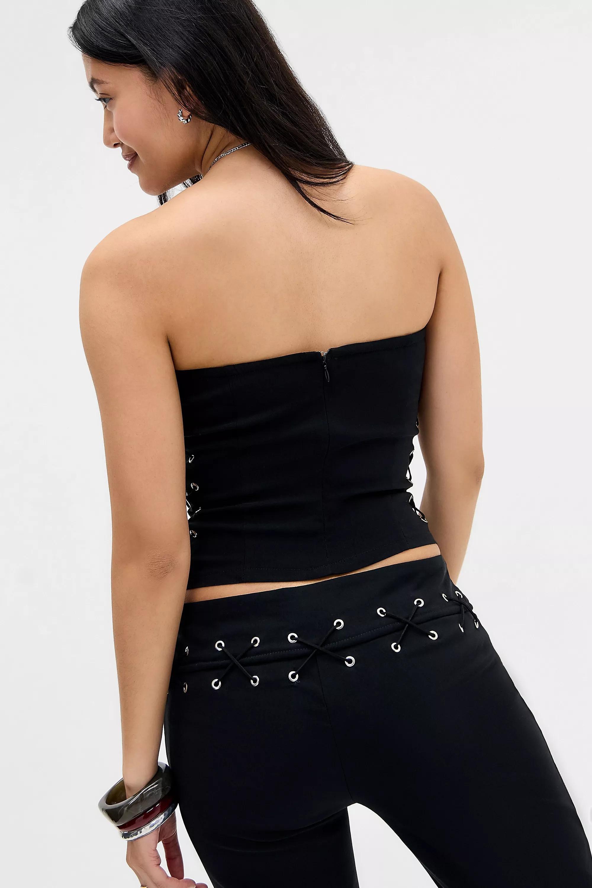 Black Motel Avira Eyelet Tube Top, BLK, large image number 3