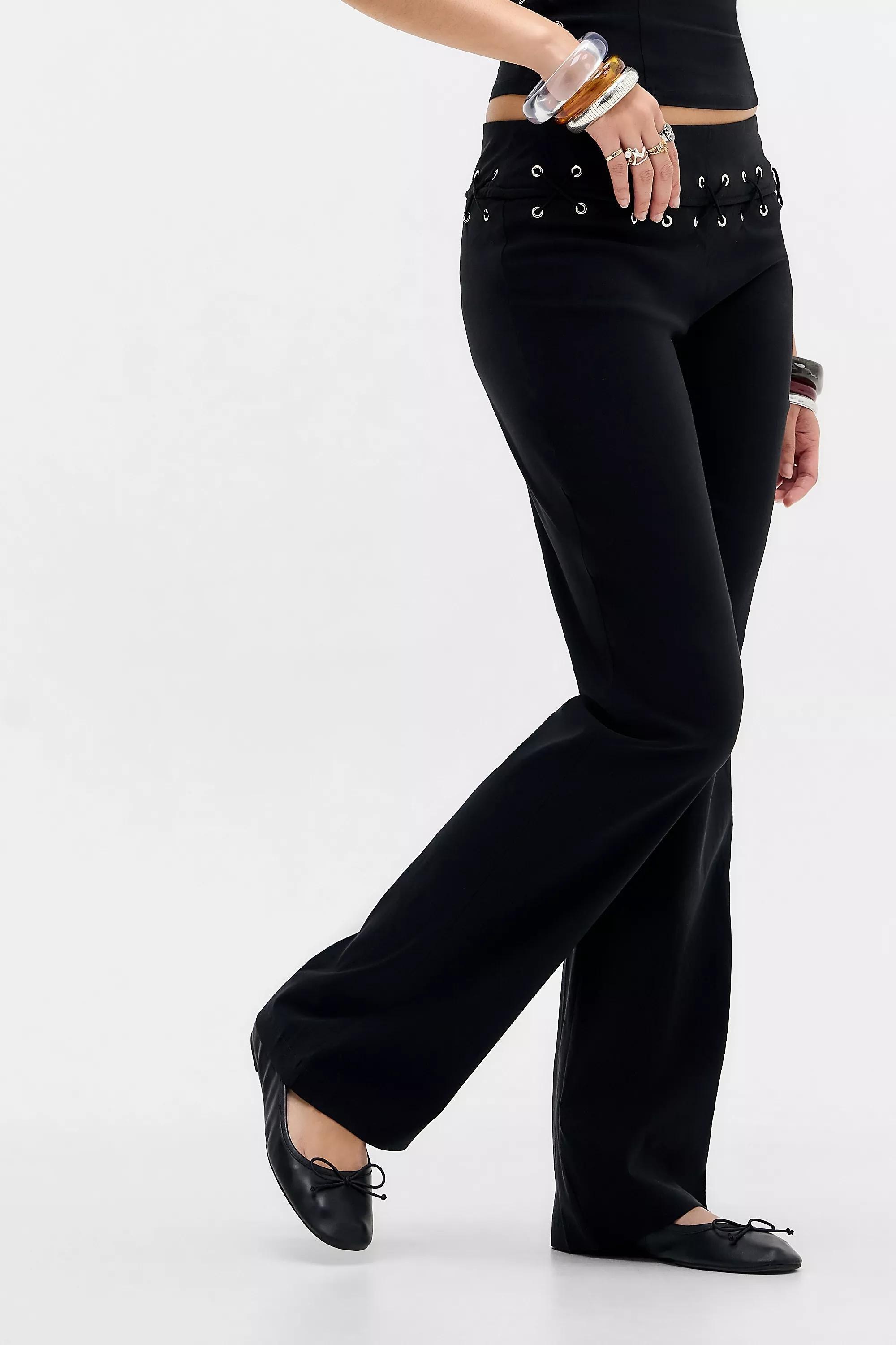 Black Motel Lirina Low Rise Eyelet Trousers, BLK, large image number 0