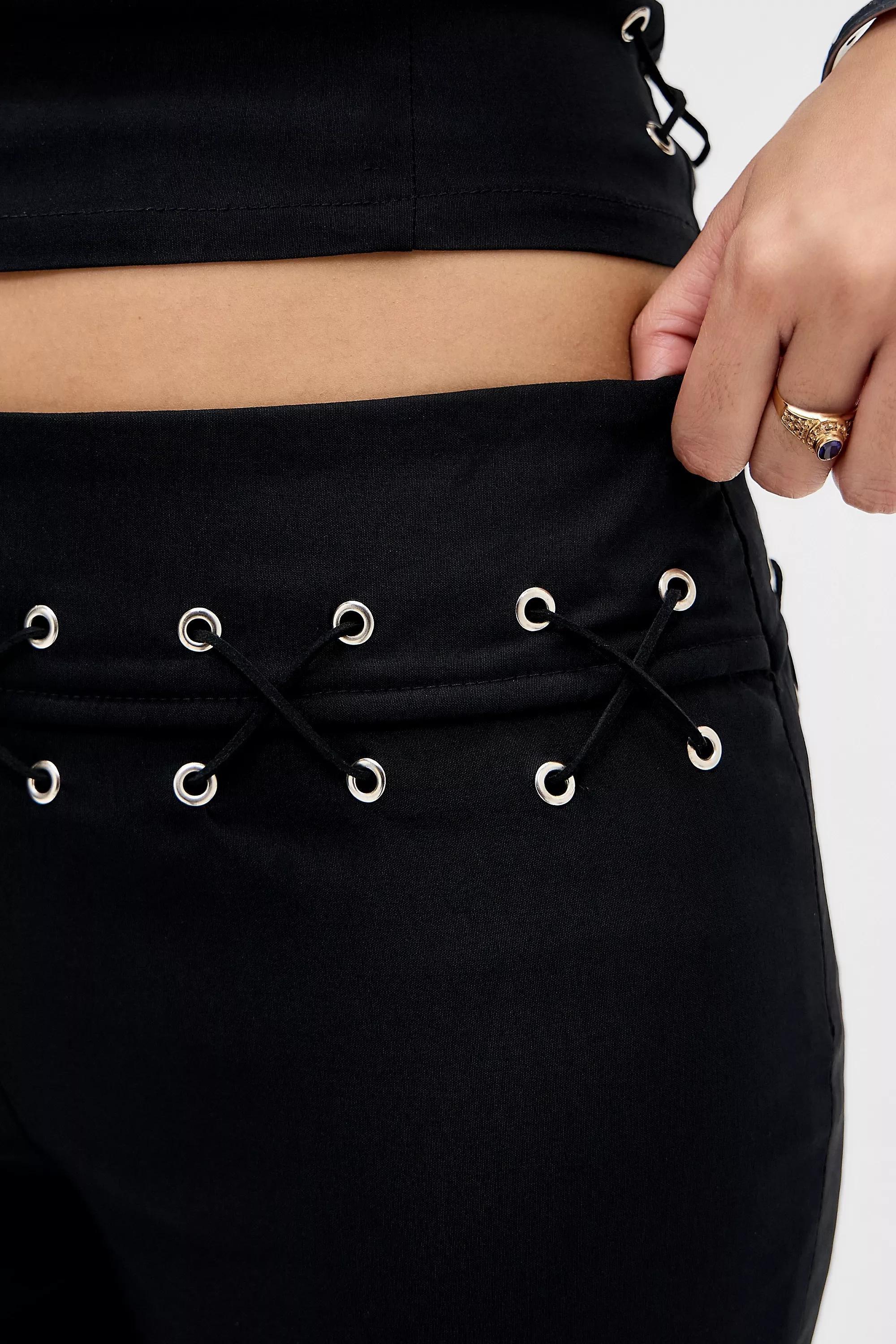 Black Motel Lirina Low Rise Eyelet Trousers, BLK, large image number 1