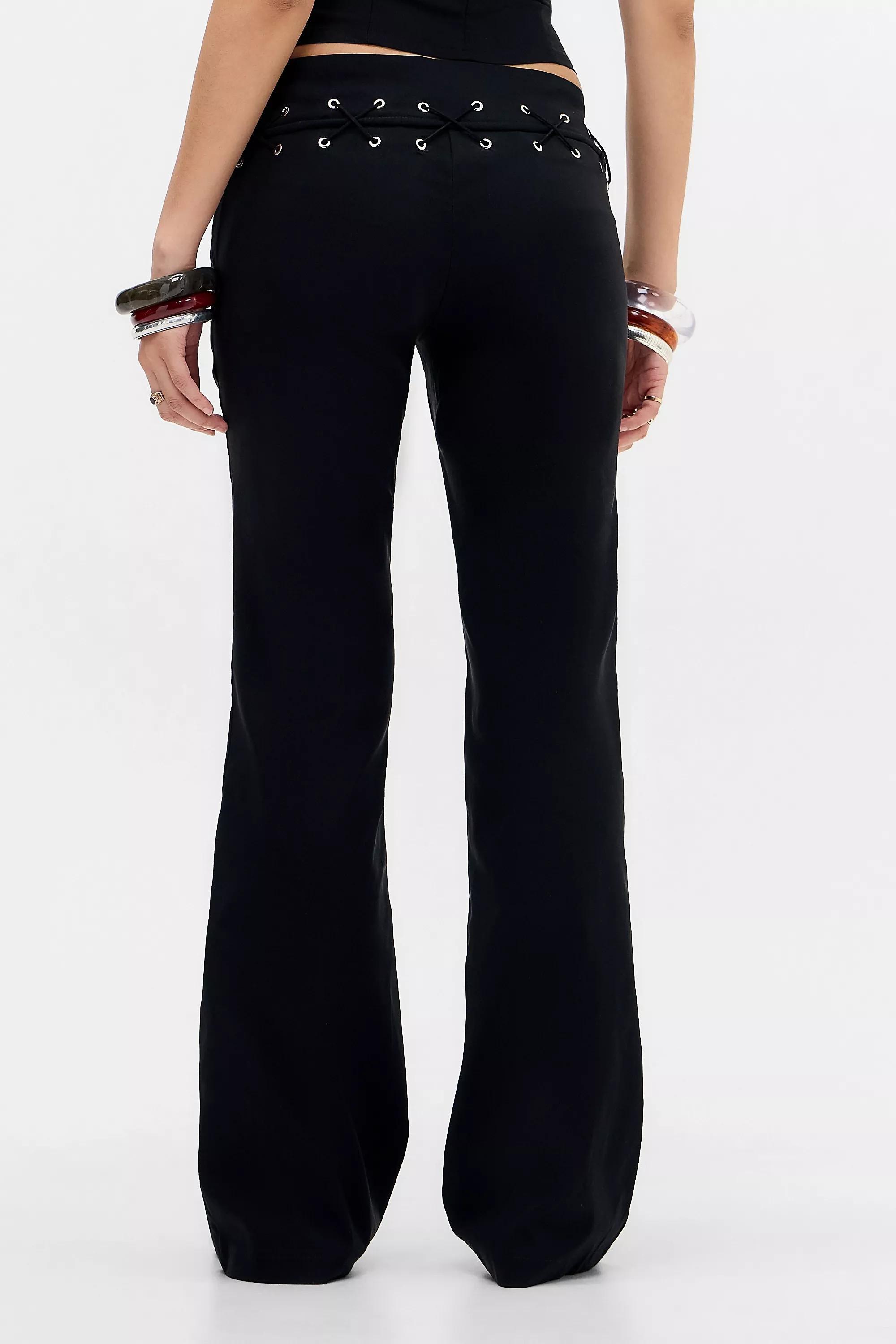 Black Motel Lirina Low Rise Eyelet Trousers, BLK, large image number 3