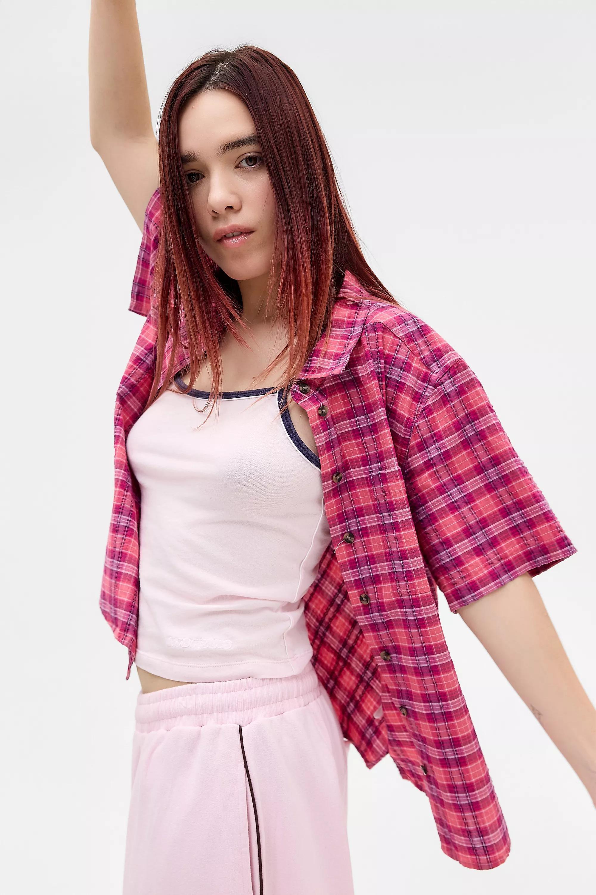 Pink Iets Frans... Check Skate Shirt, PINK, large image number 0
