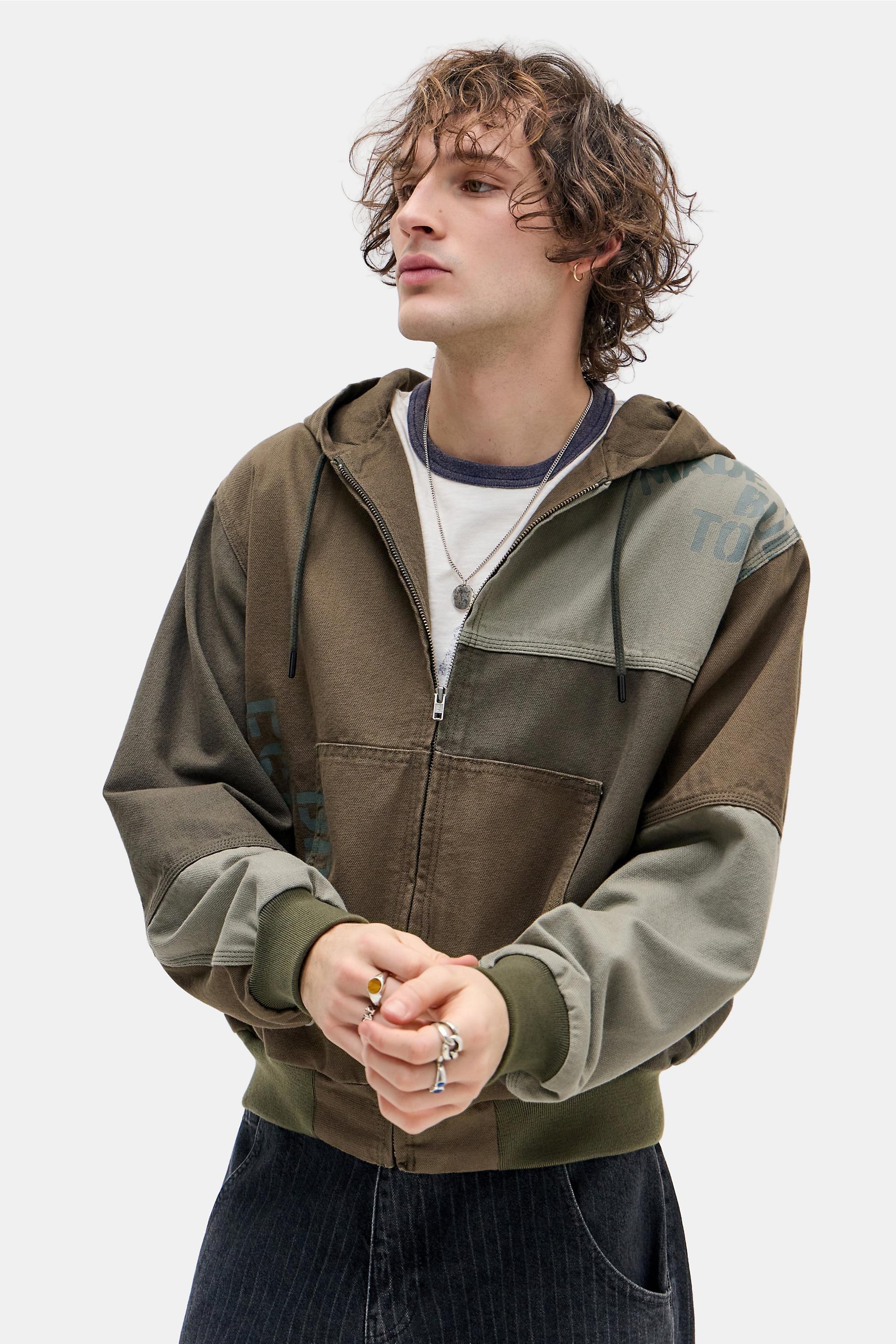 Khaki Bdg Rex Patchwork Skate Hooded Jacket, KHAKI, large image number 0