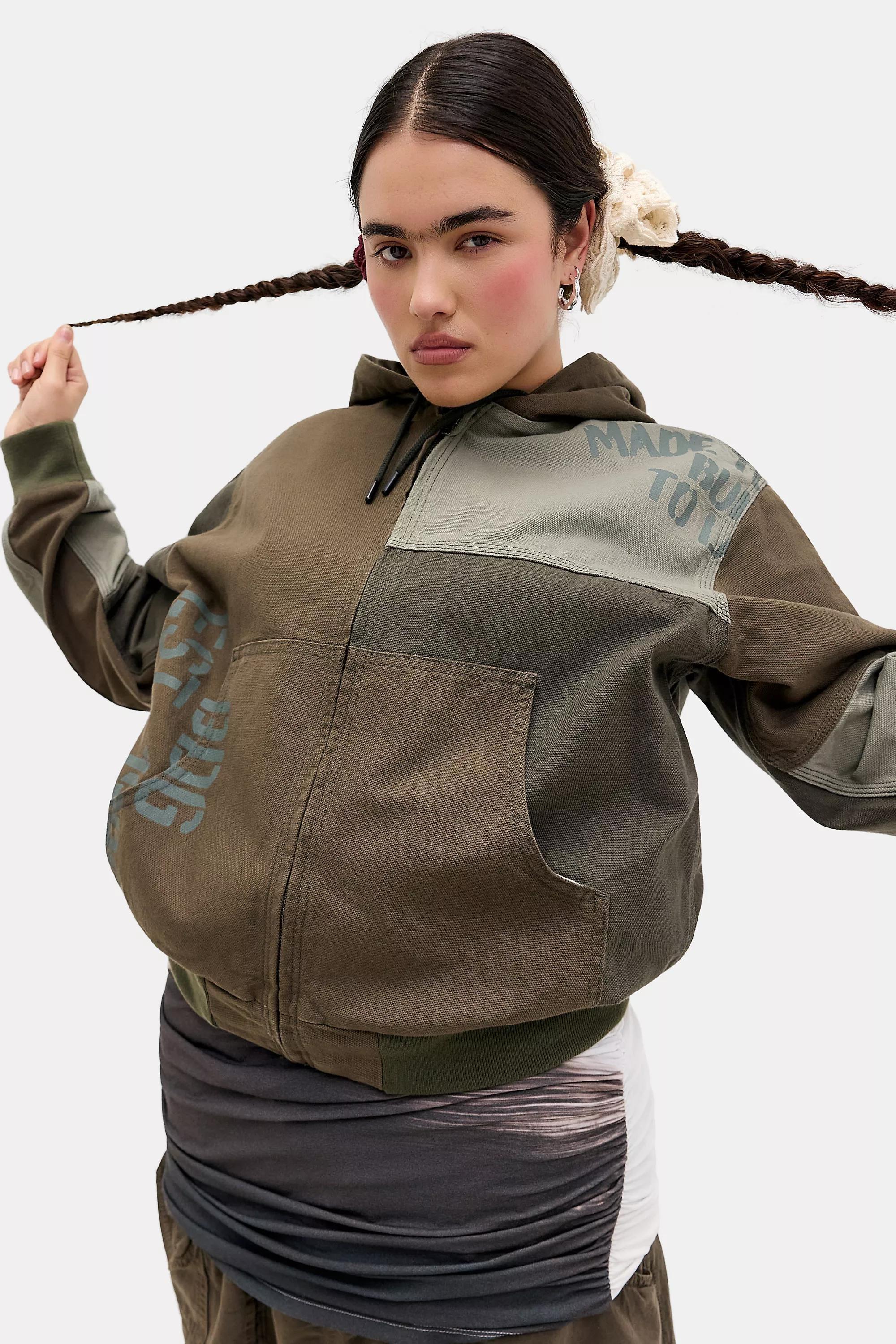 Khaki Bdg Rex Patchwork Skate Hooded Jacket, KHAKI, large image number 4