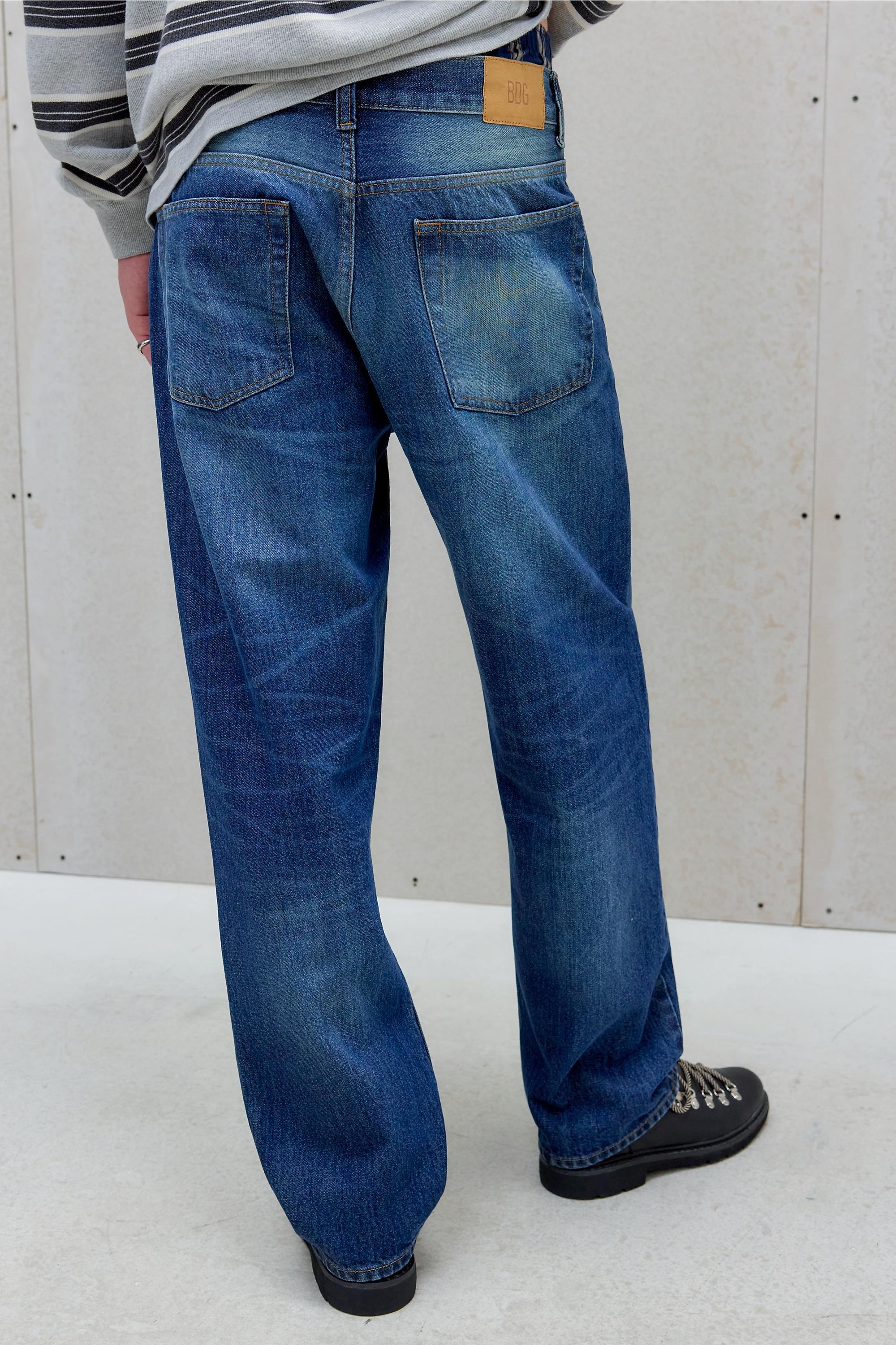 Blue Bdg Vintage Wash Straight Leg Jeans, BLUE, large image number 3