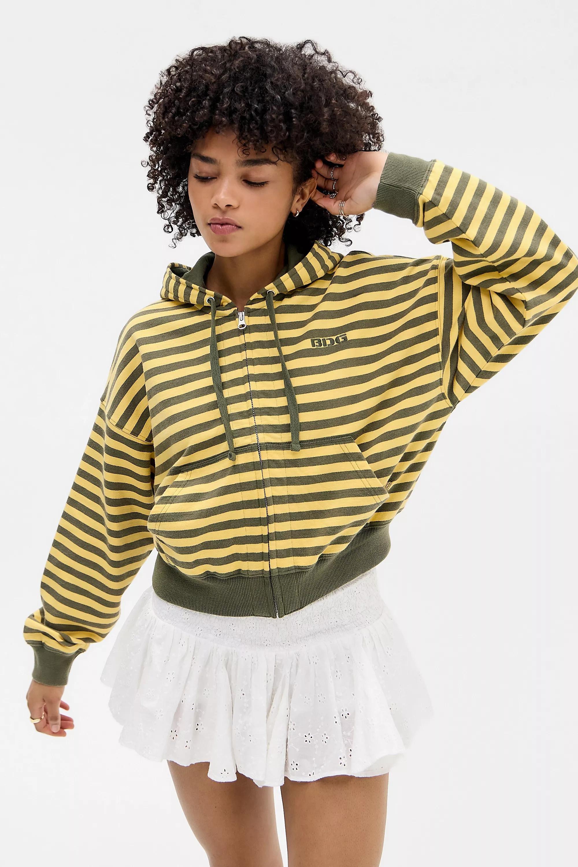 Yellow Bdg Khaki & Yellow Easy Stripe Hoodie, YEL, large image number 0