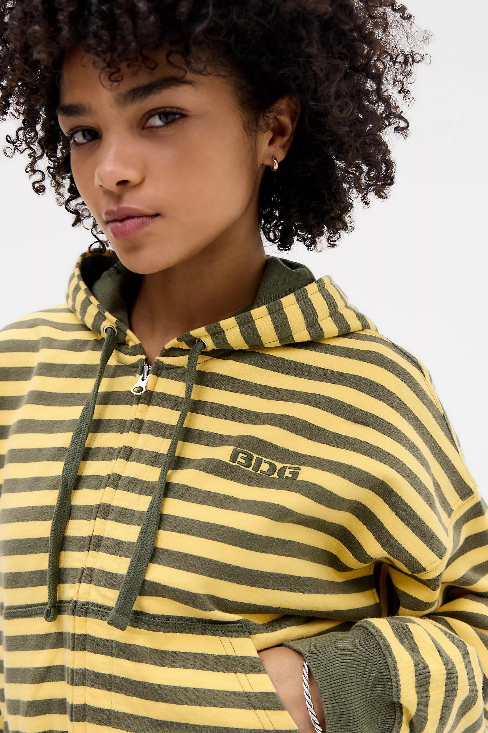 Yellow Bdg Khaki & Yellow Easy Stripe Hoodie, YEL, large image number 1