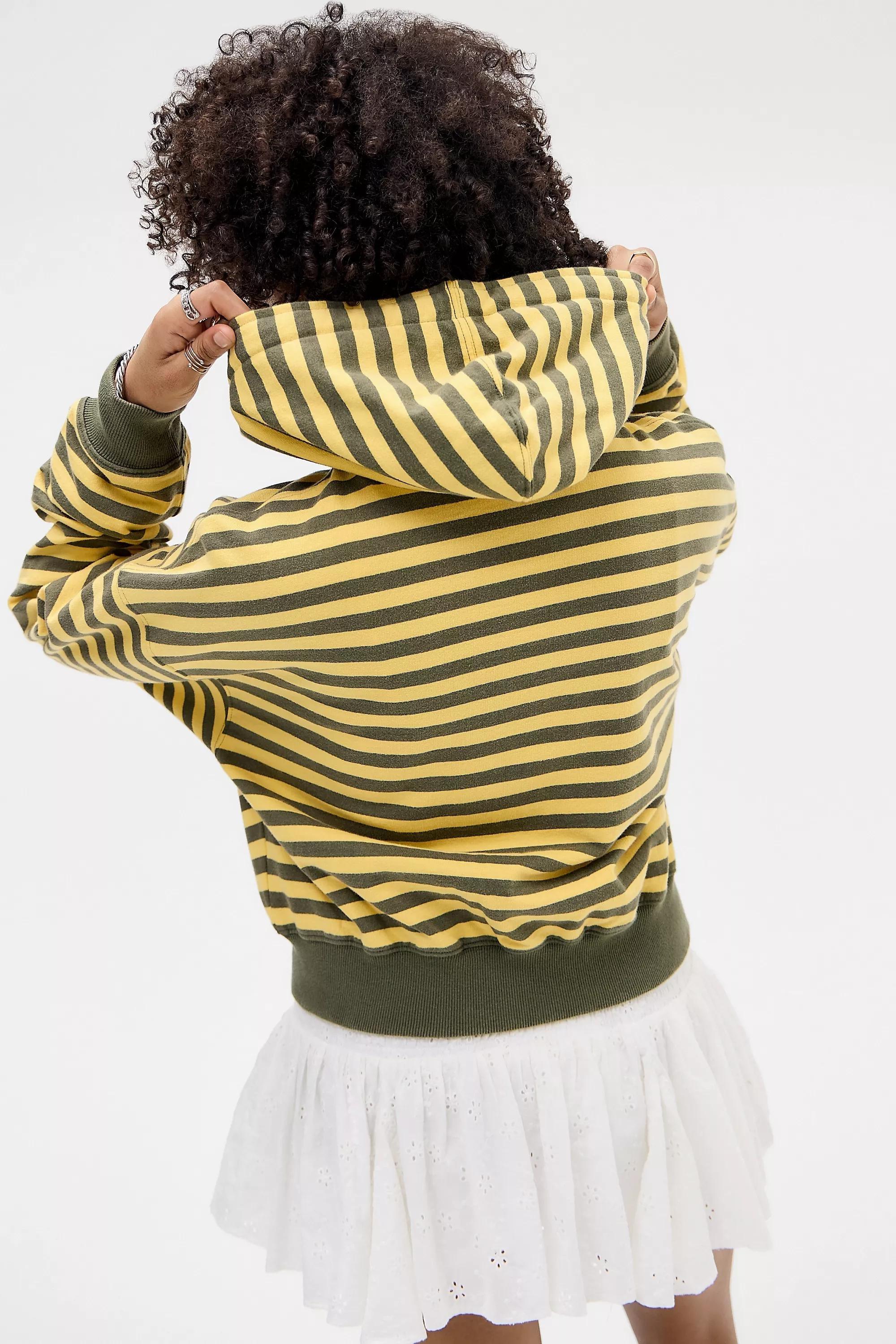 Yellow Bdg Khaki & Yellow Easy Stripe Hoodie, YEL, large image number 3