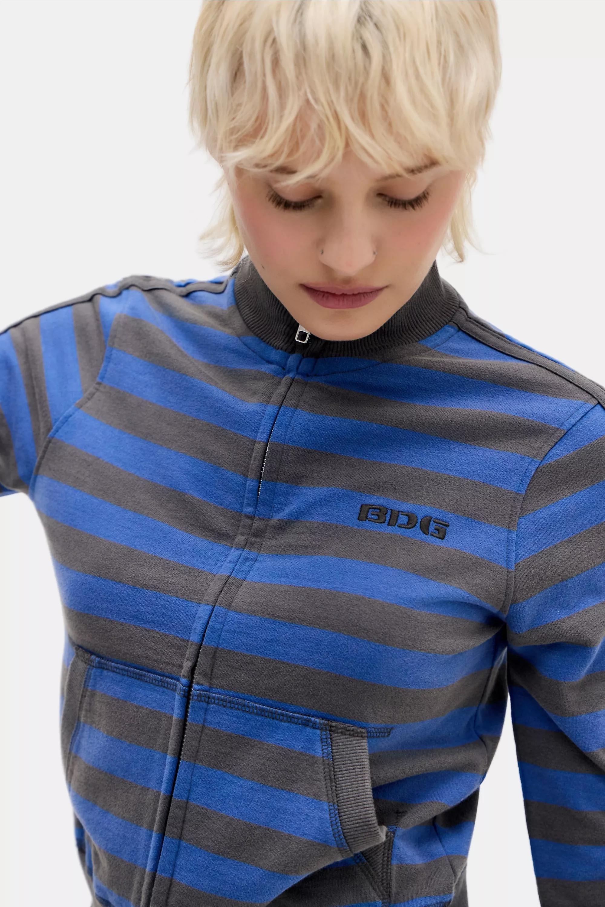 Grey Bdg Stripe Shrunken Track Top, D GR, large image number 1