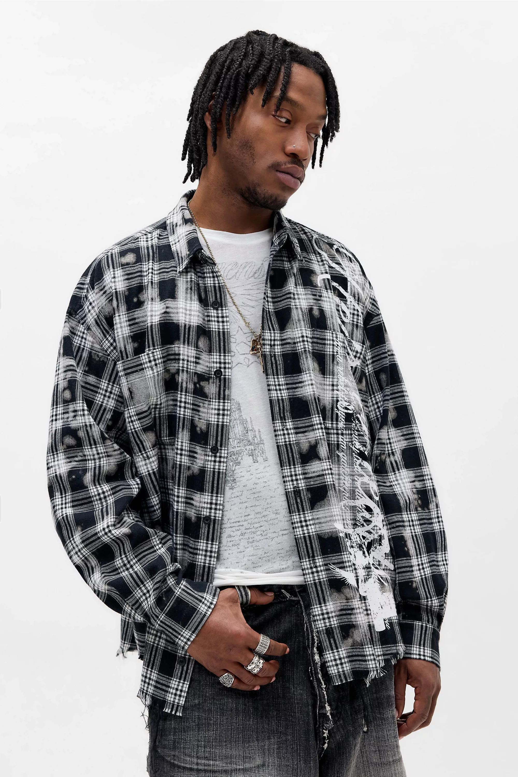 BLACK & WHITE Jaded London Spirit Checked Flannel Shirt, B&W, large image number 0
