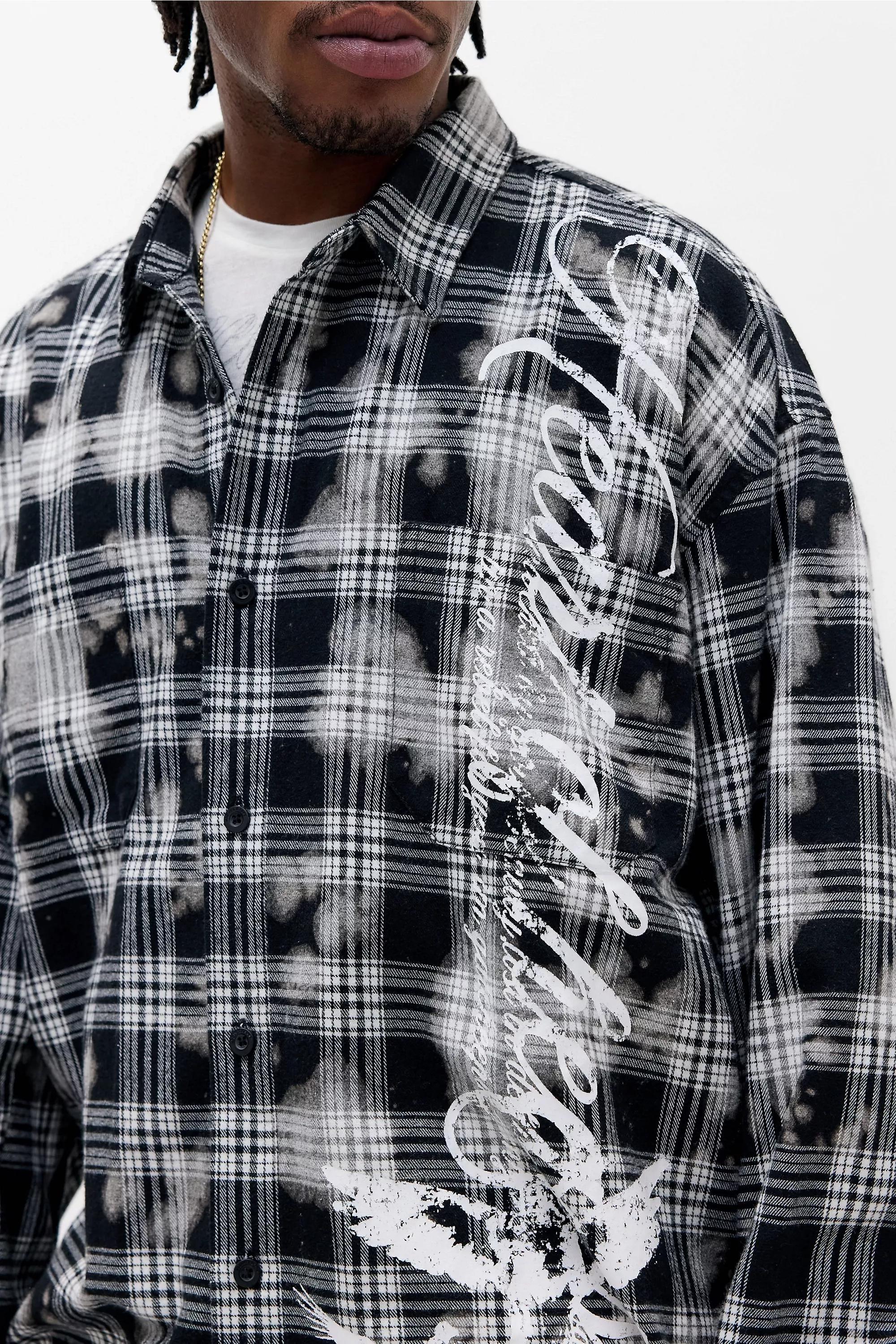 BLACK & WHITE Jaded London Spirit Checked Flannel Shirt, B&W, large image number 1