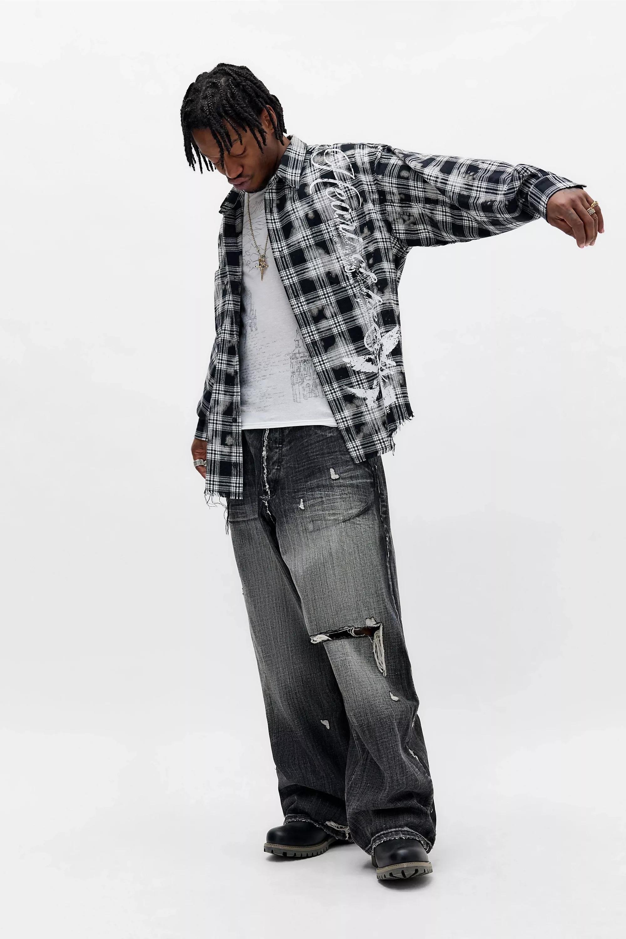 BLACK & WHITE Jaded London Spirit Checked Flannel Shirt, B&W, large image number 2