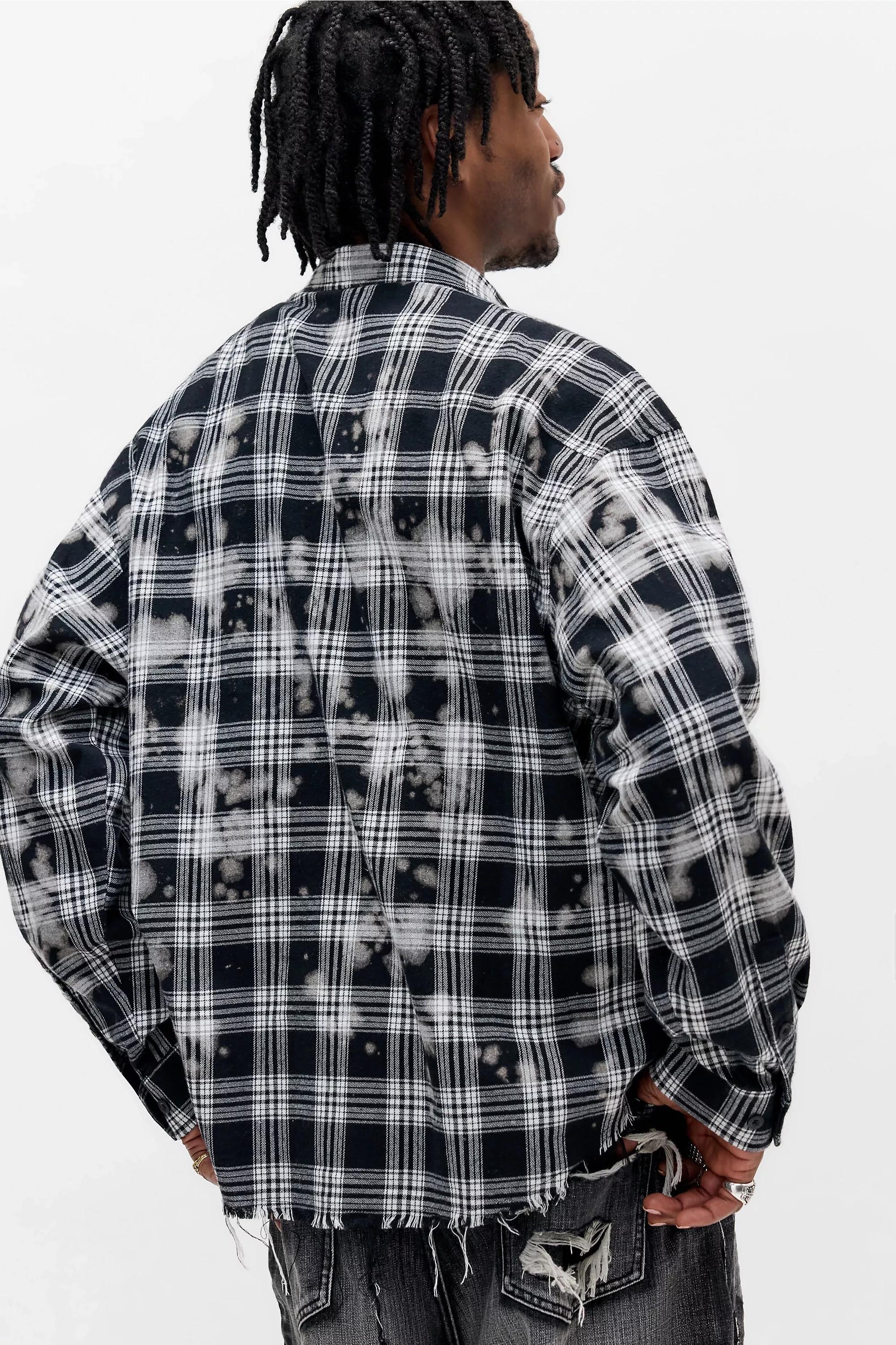 BLACK & WHITE Jaded London Spirit Checked Flannel Shirt, B&W, large image number 3