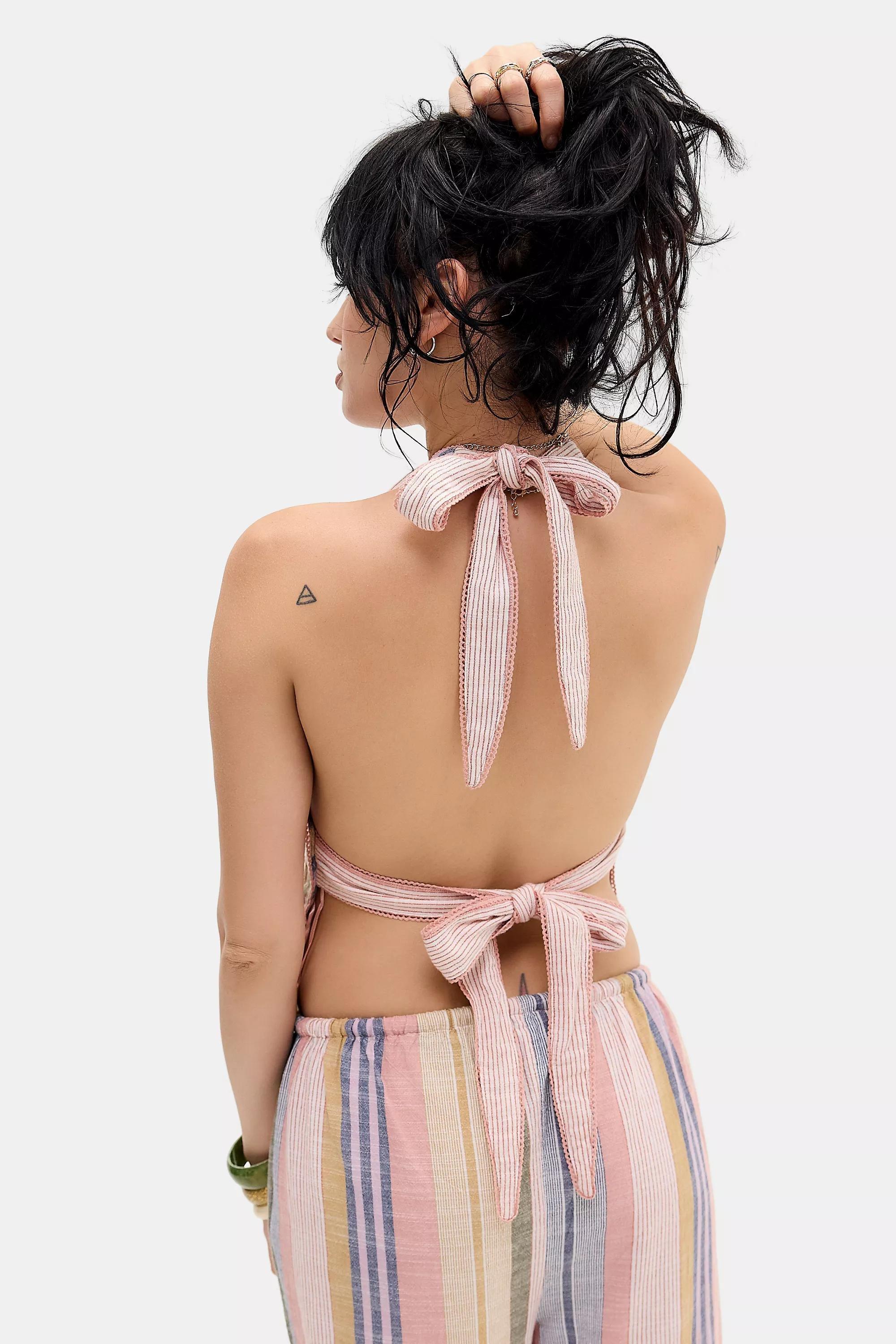 PINK COMBO Out From Under Stripe Ring Detail Halter Top, PINK COMBO, large image number 3