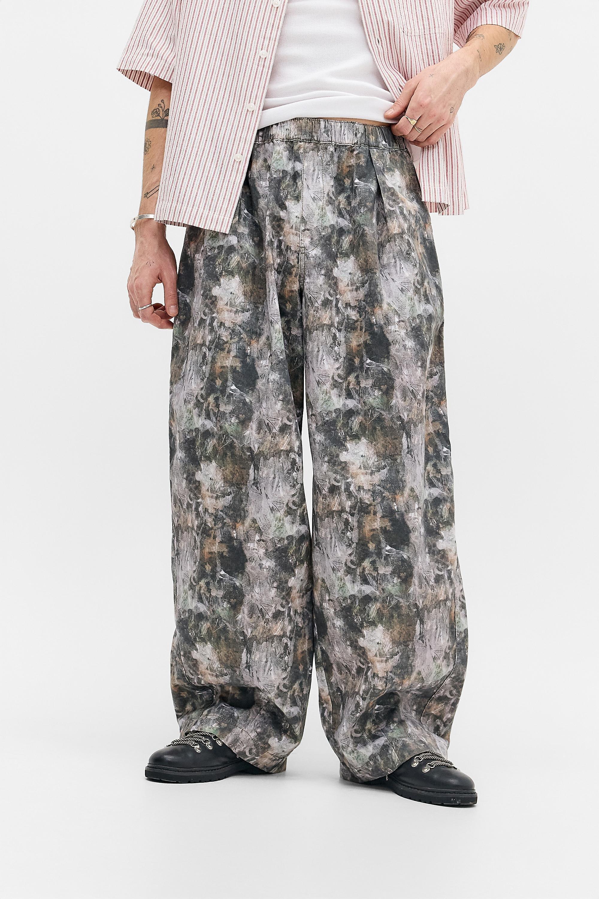 Multicolour Bdg Bobbi Watercolour Camo Baggy Cocoon Trousers, ASSORT, medium