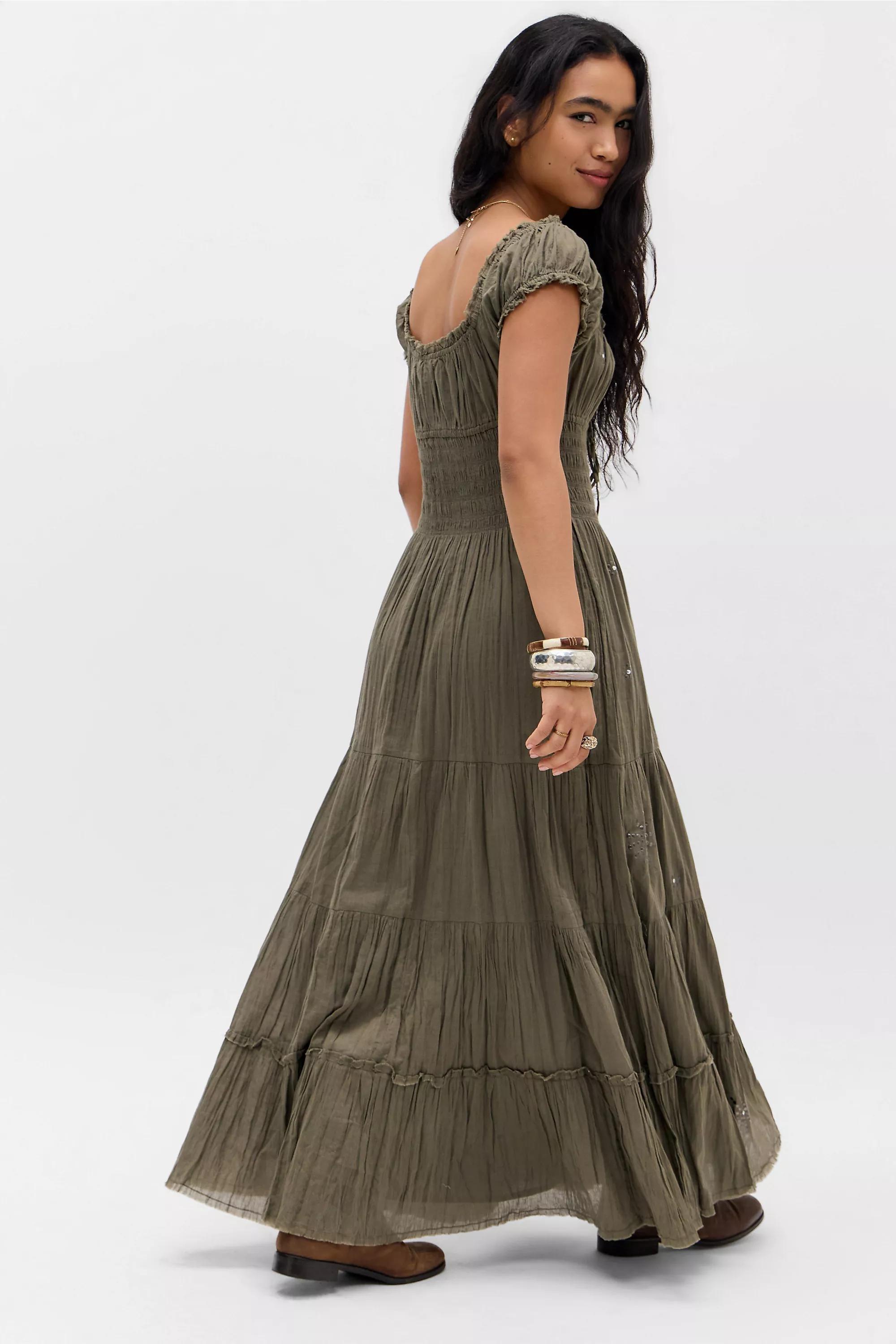 Khaki Kimchi Blue Samira Studded Maxi Dress, KHAKI, large image number 3