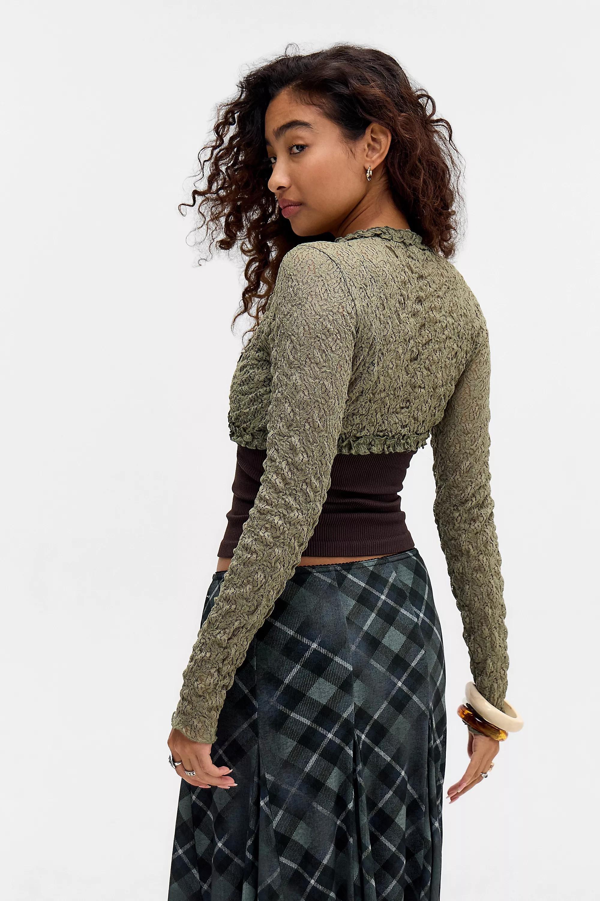 Khaki Kimchi Blue Jinx Lace Bolero, KHAKI, large image number 3