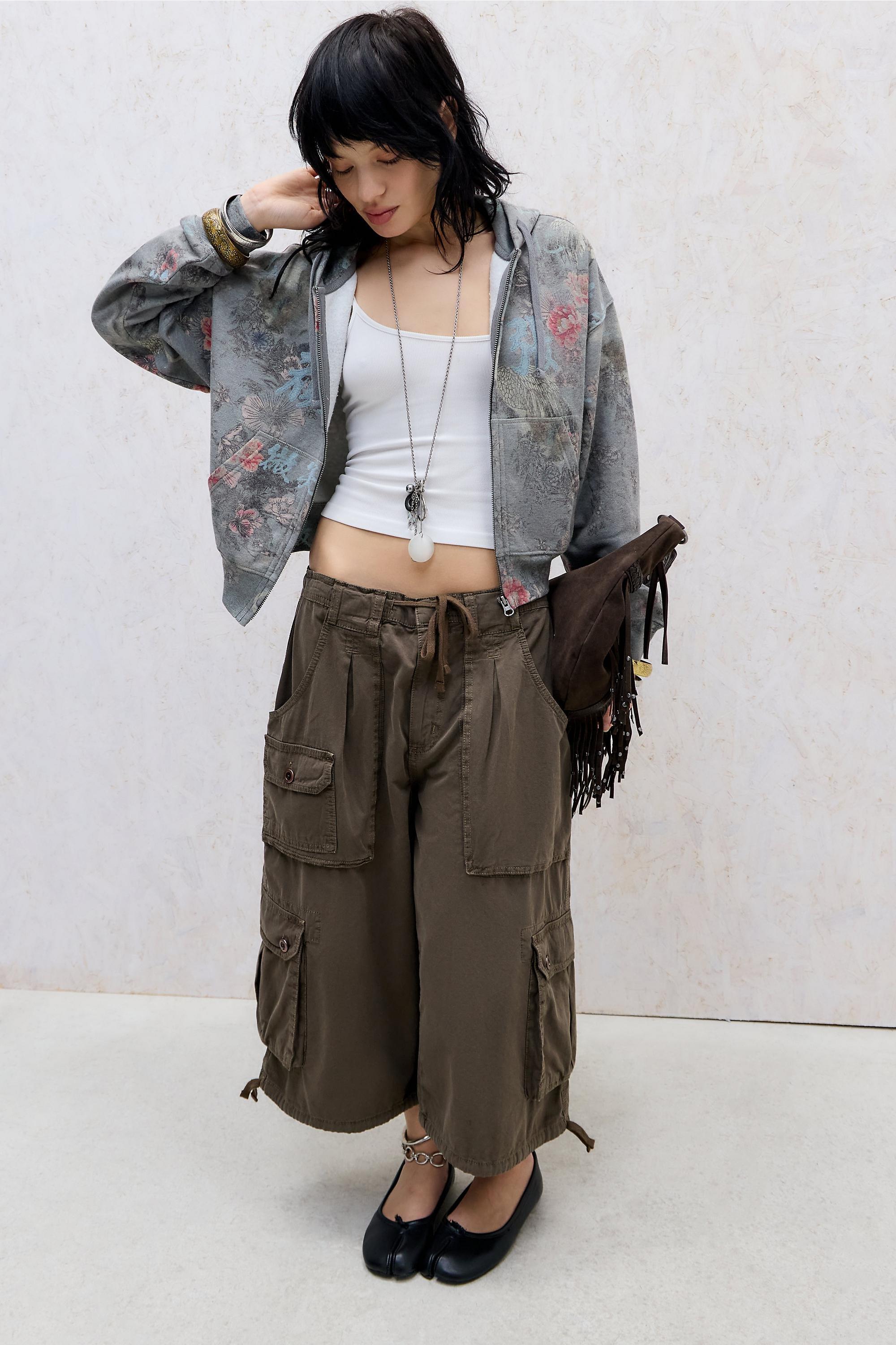 Khaki Kimchi Blue Good Luck Asiatic Zip-Through Hoodie, KHAKI, large image number 1