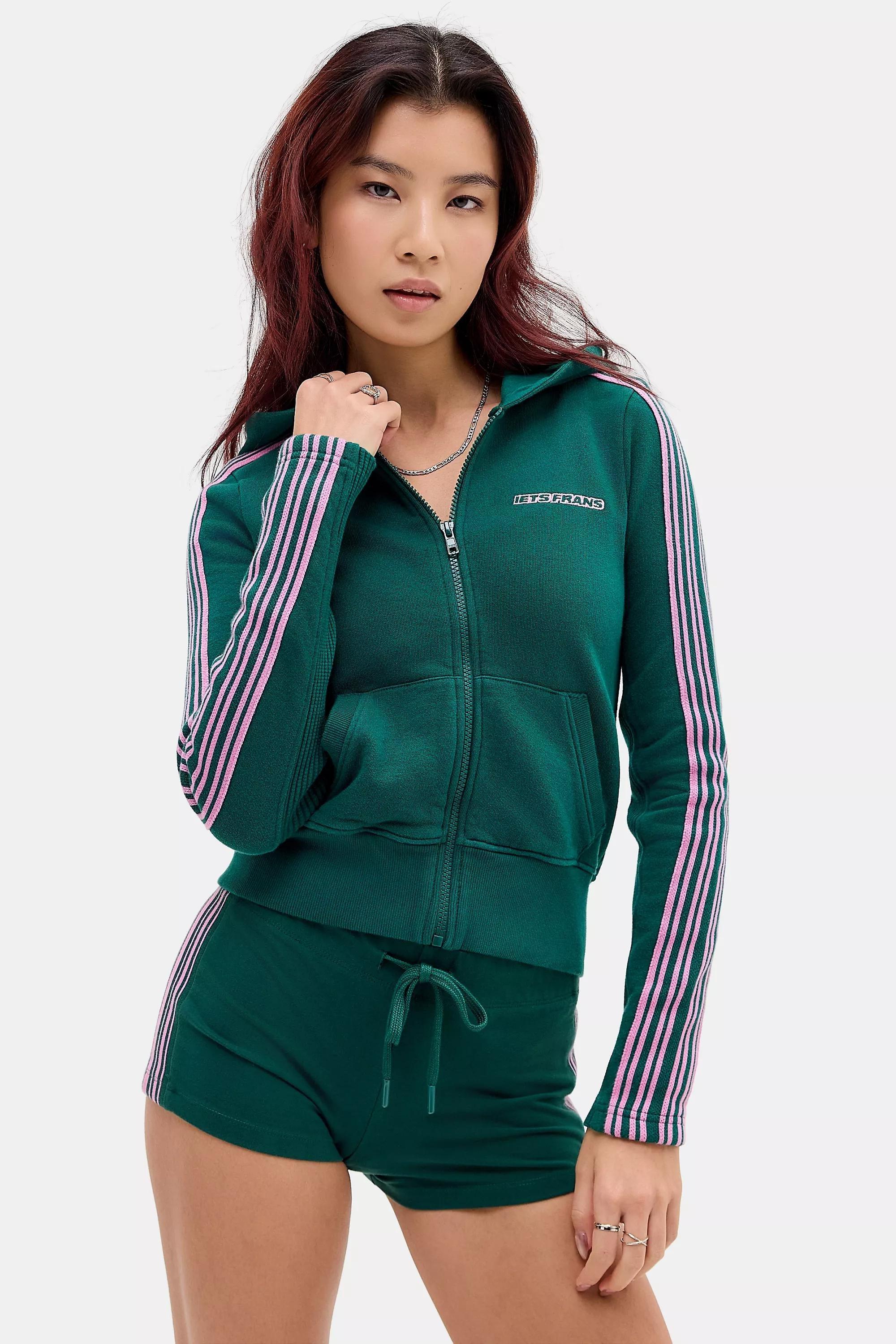 Green Iets Frans... Trip Stripe Hooded Track Top, D GREEN, medium