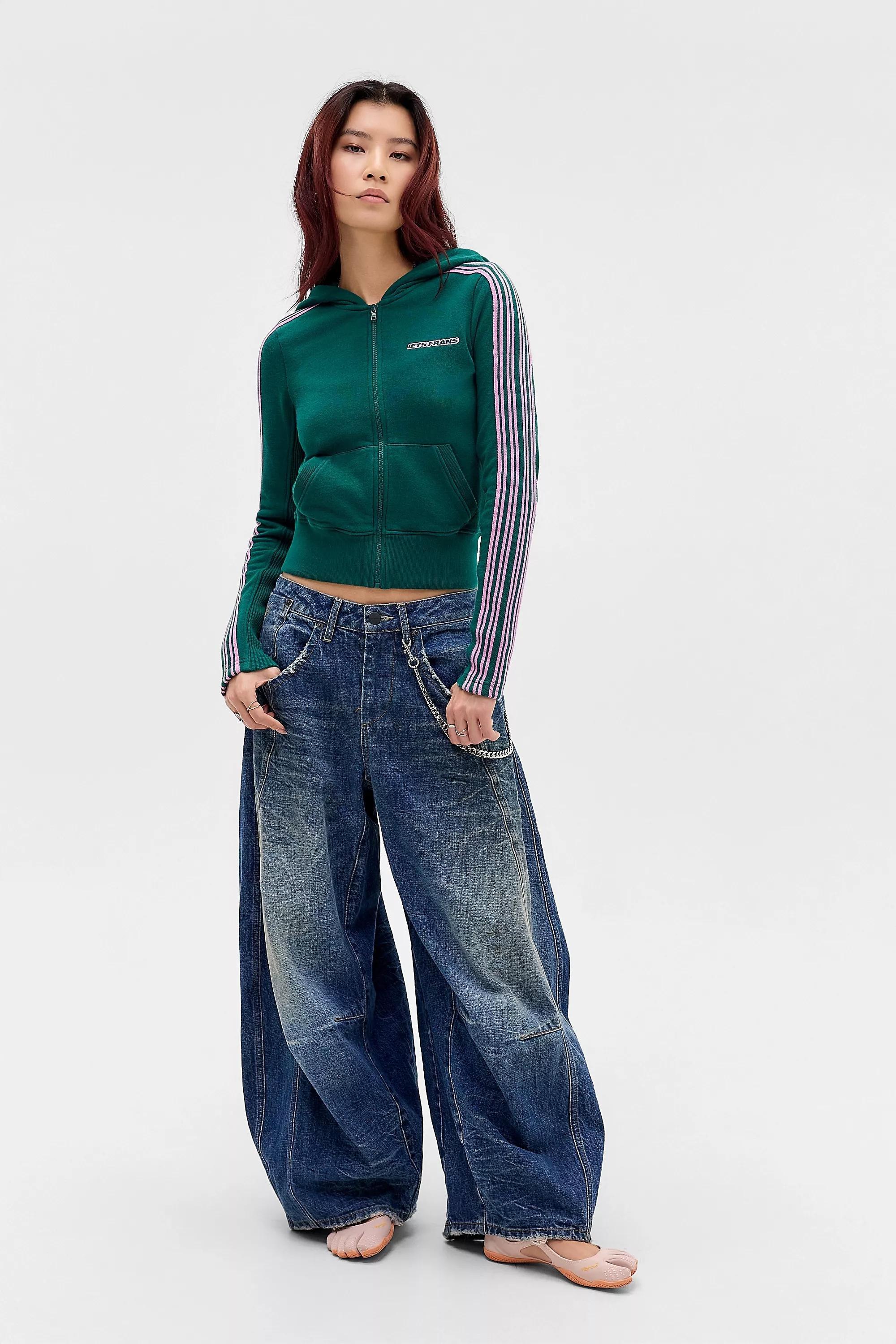 Green Iets Frans... Trip Stripe Hooded Track Top, D GREEN, large image number 3