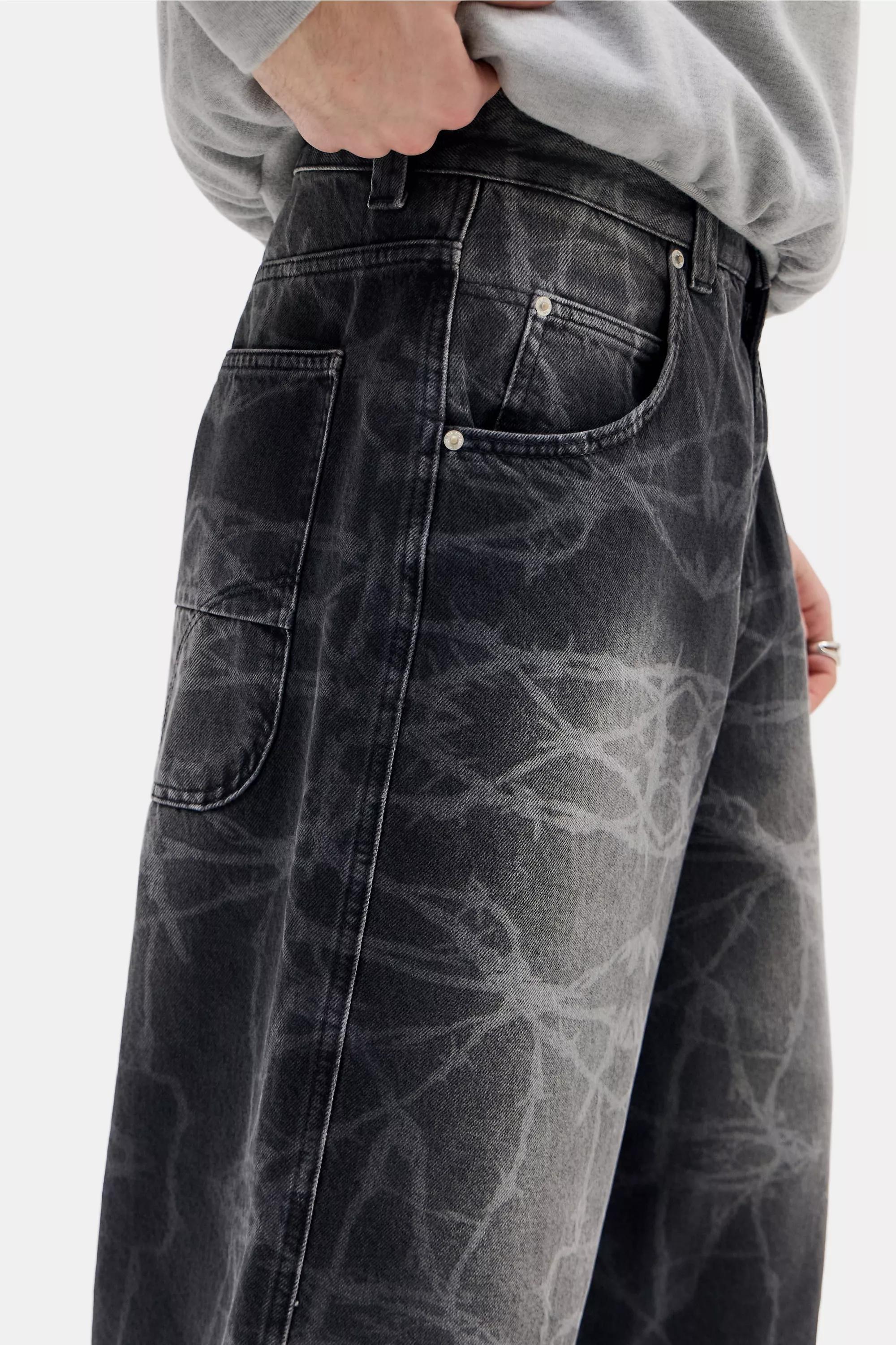 Black Bdg Neo Barbed Wire Denim Skate Shorts, BLK, large image number 3