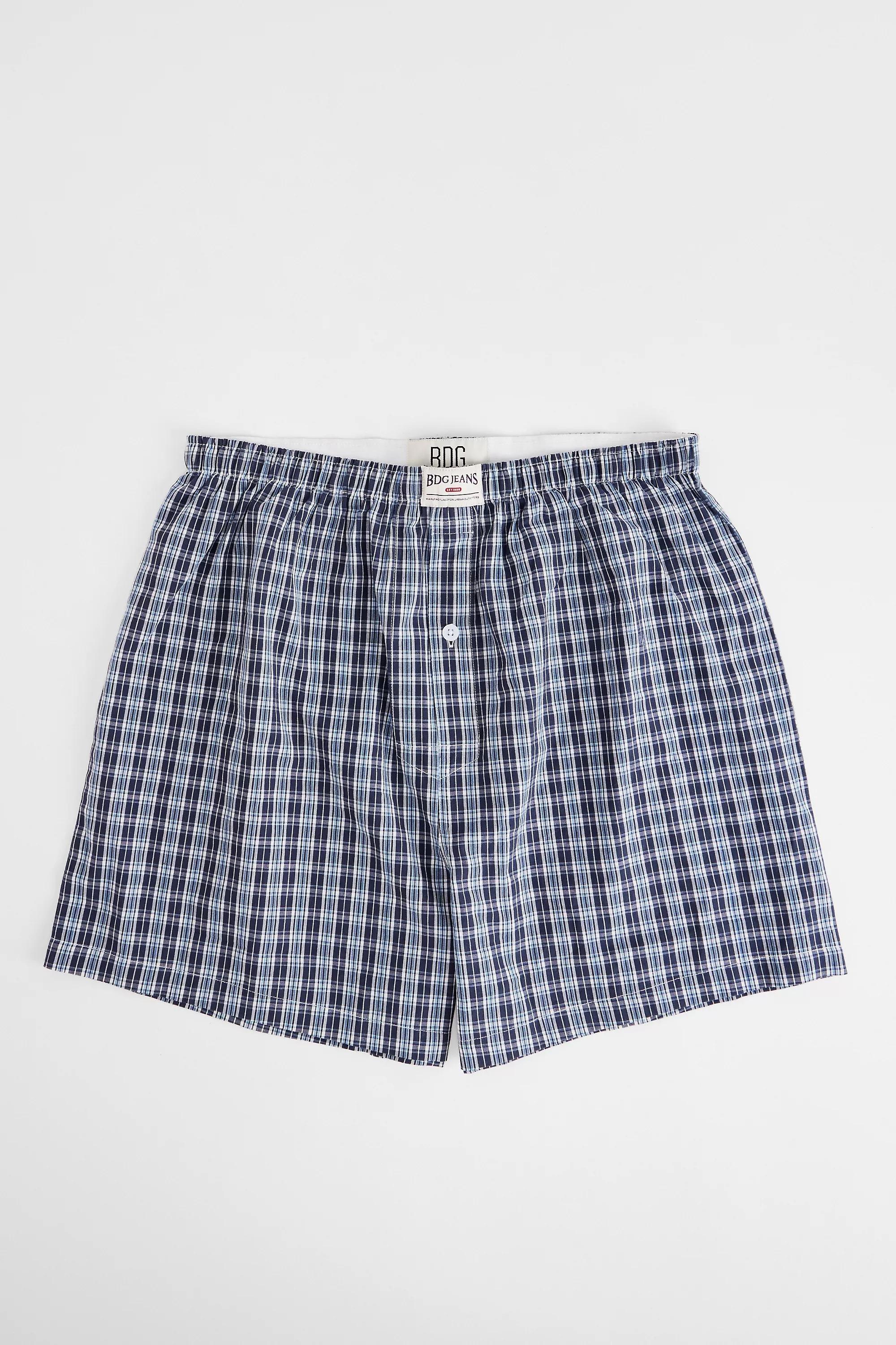 Blue Bdg Navy And Blue Check Boxer Shorts, BLUE, large image number 0