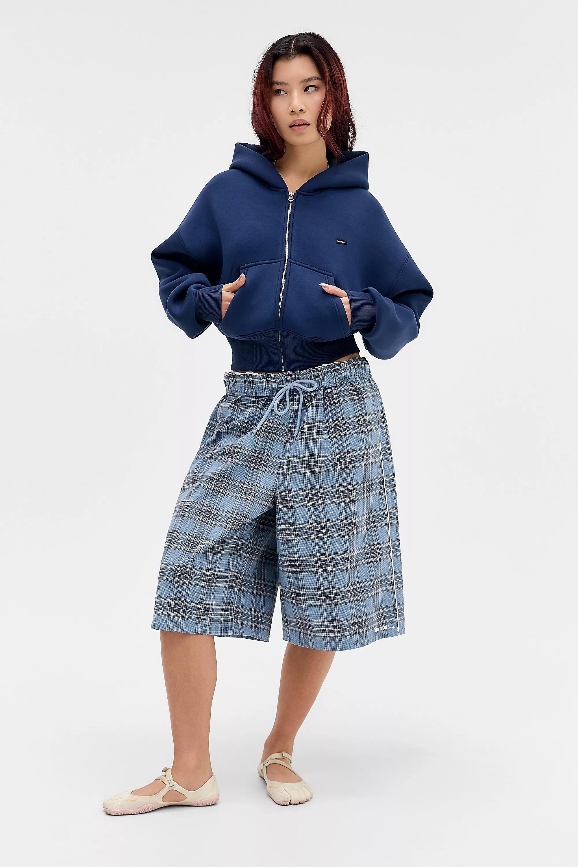 Navy iets frans... Scuba Crop Zip-Through Hoodie, NAVY, medium