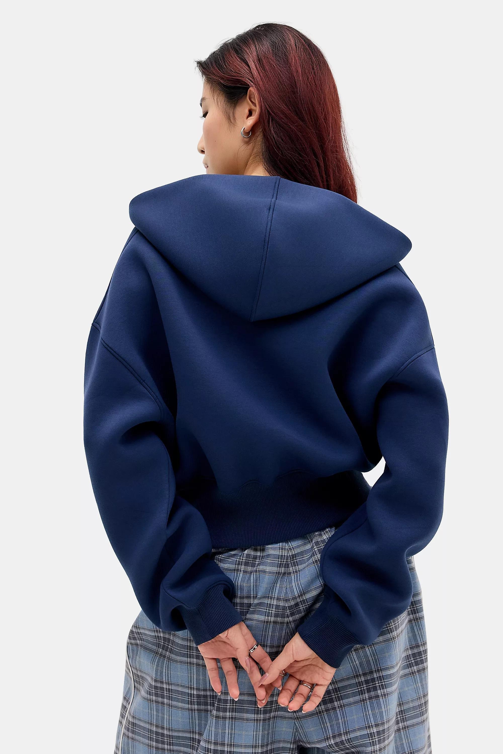 Navy iets frans... Scuba Crop Zip-Through Hoodie, NAVY, large image number 3