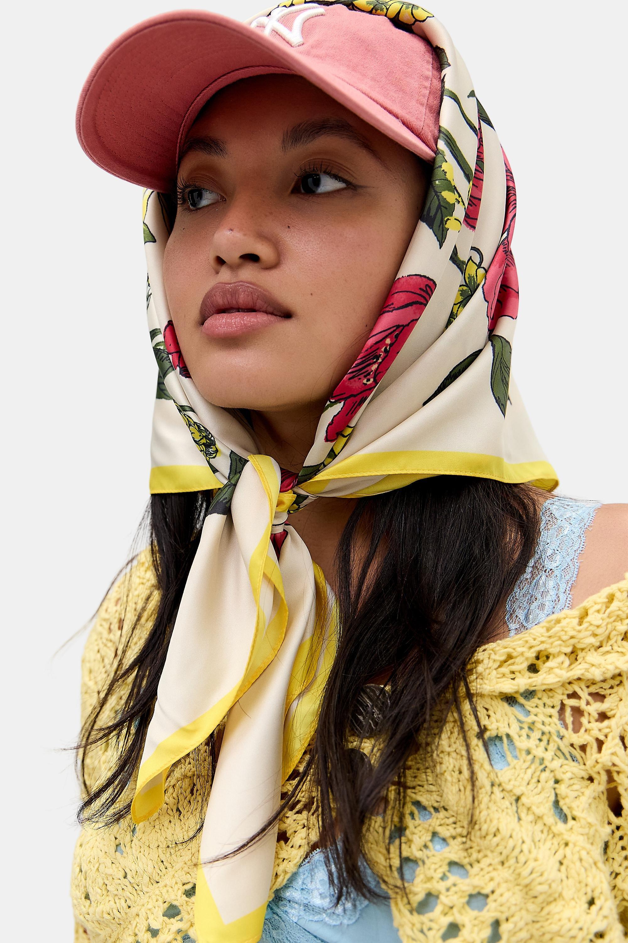 Cream Uo Silky Floral Scarf, CREME, large image number 0