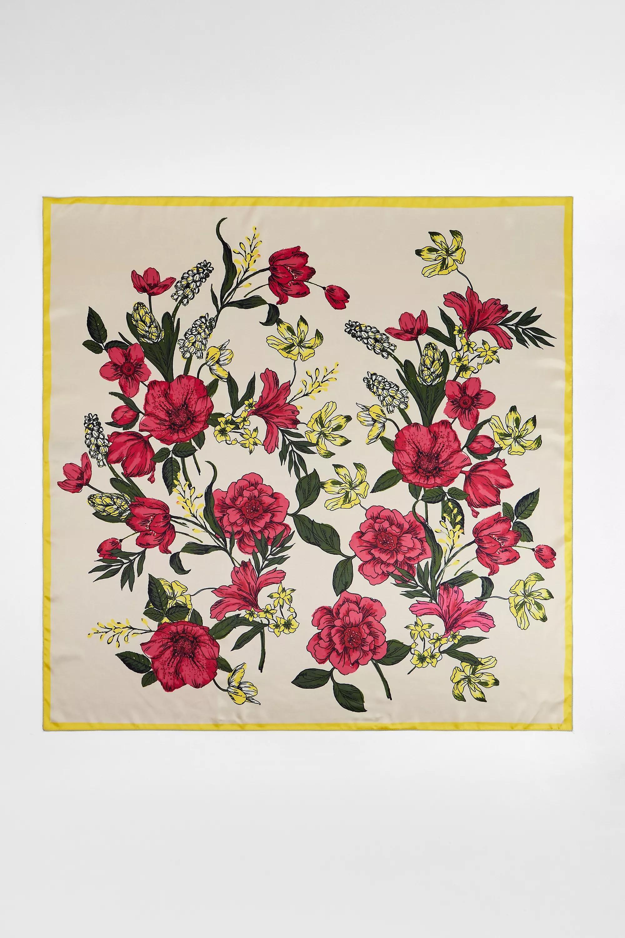Cream Uo Silky Floral Scarf, CREME, large image number 1