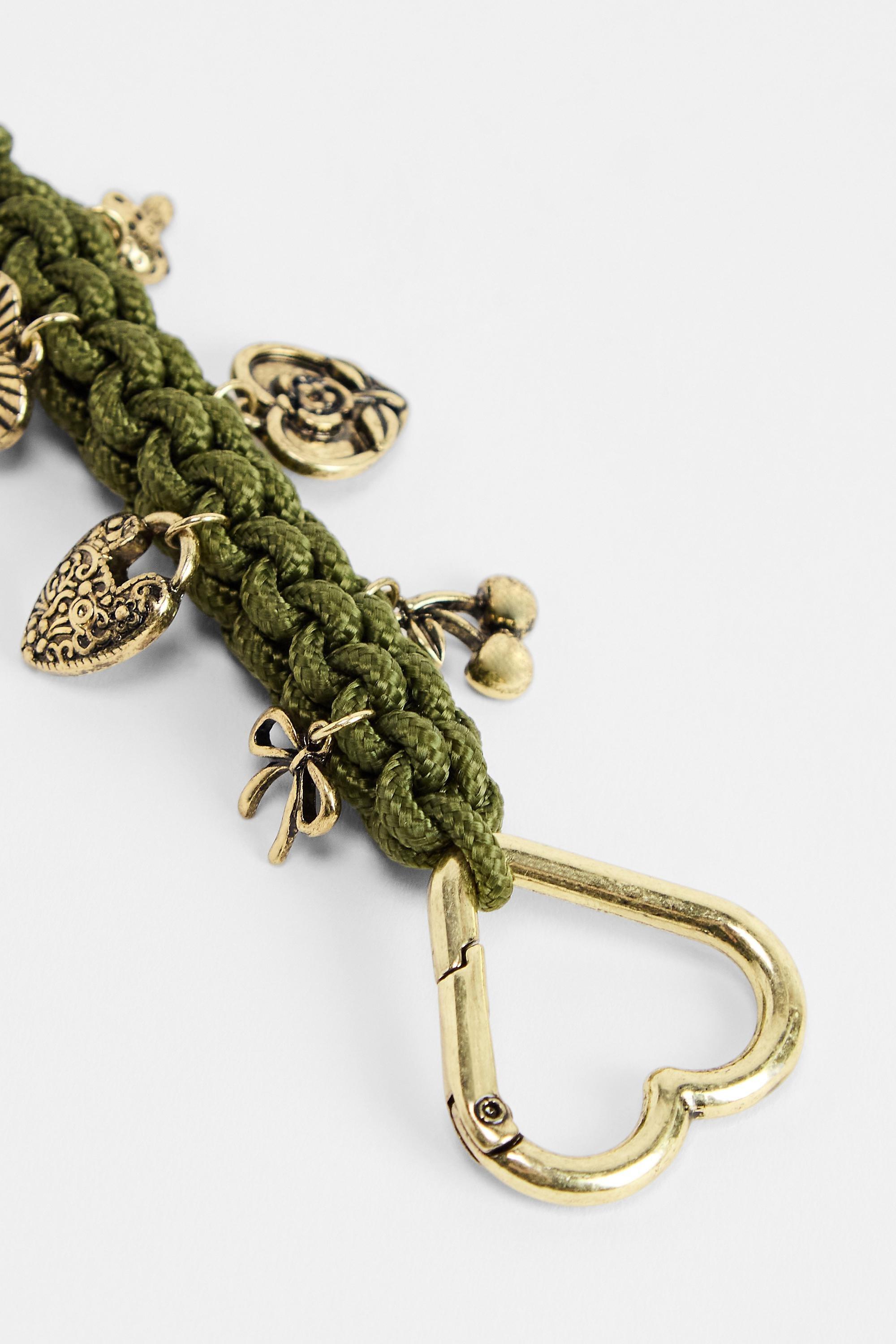Multicolour Uo Braided Charm Keyring, ASSORT, large image number 2