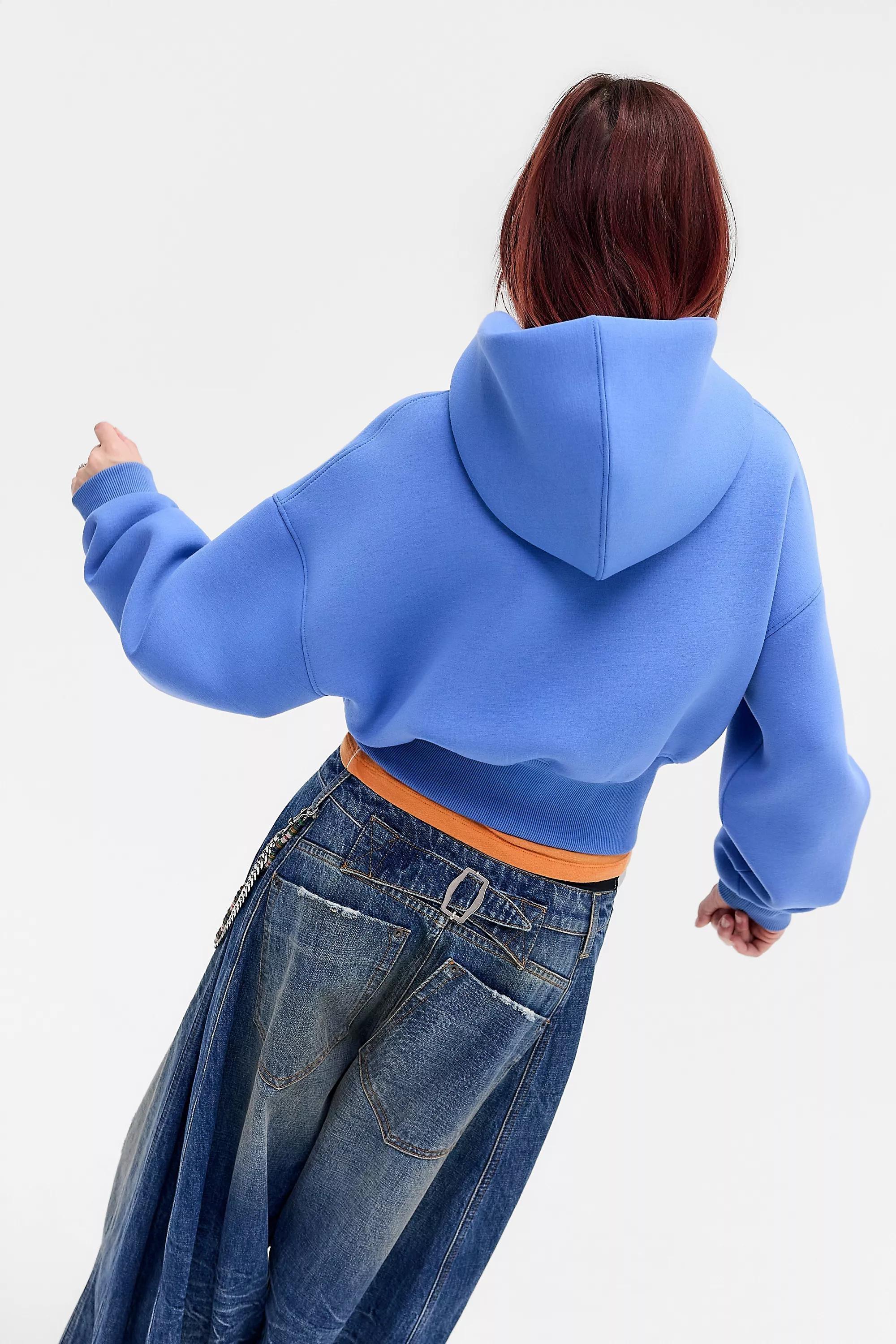 Blue iets frans... Scuba Crop Zip-Through Hoodie, BLUE, medium