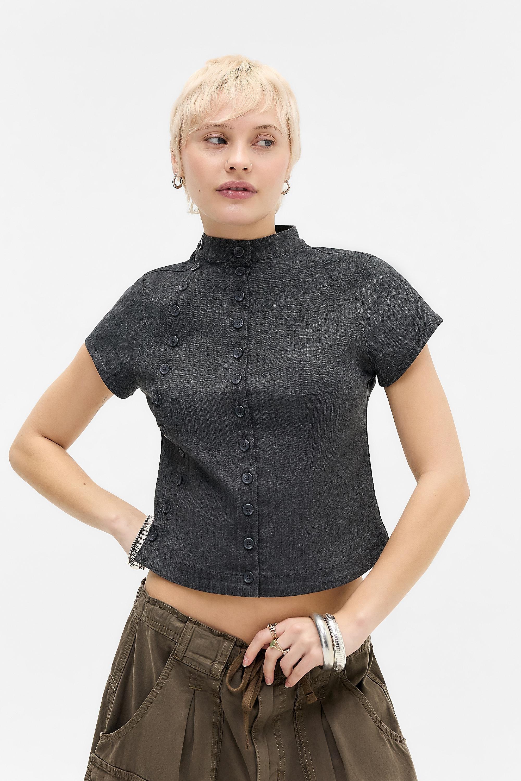 Grey Uo Laurna Double Button Blouse, GREY, large image number 2