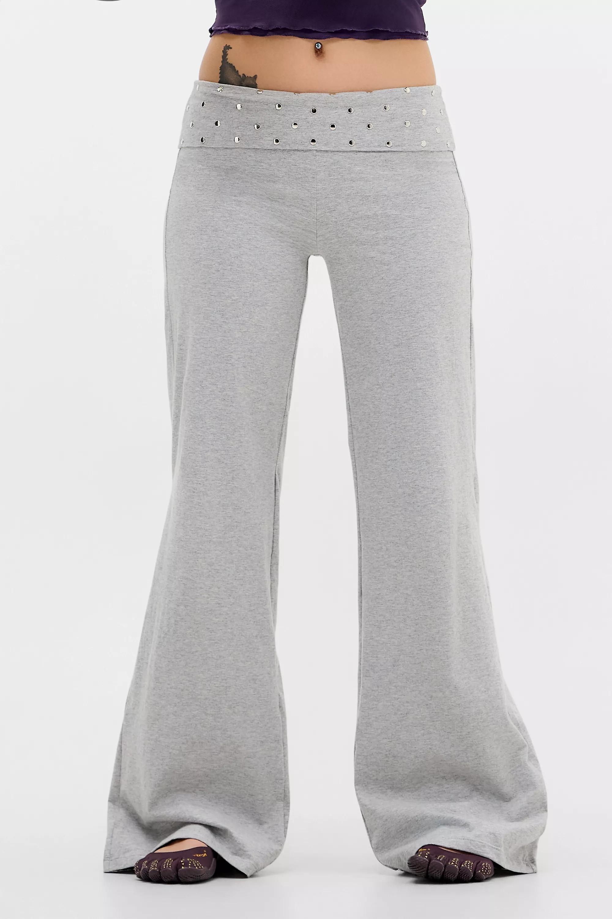 Grey Motel Fold over Straight Leg Trousers, GREY, large image number 0